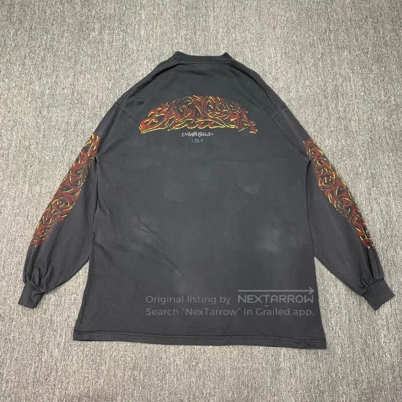 Balenciaga Washed Black Flame Sweatshirt.