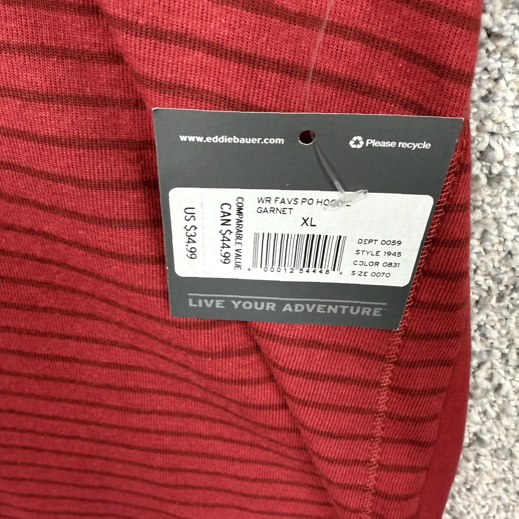 Eddie Bauer VINTAGE? No. Eddie Bauer Hoodie Womens XL Red Striped Pullover Preppy Cabincore Granola Girl Size XL / US 12-14 / IT 48-50 - 3 Thumbnail