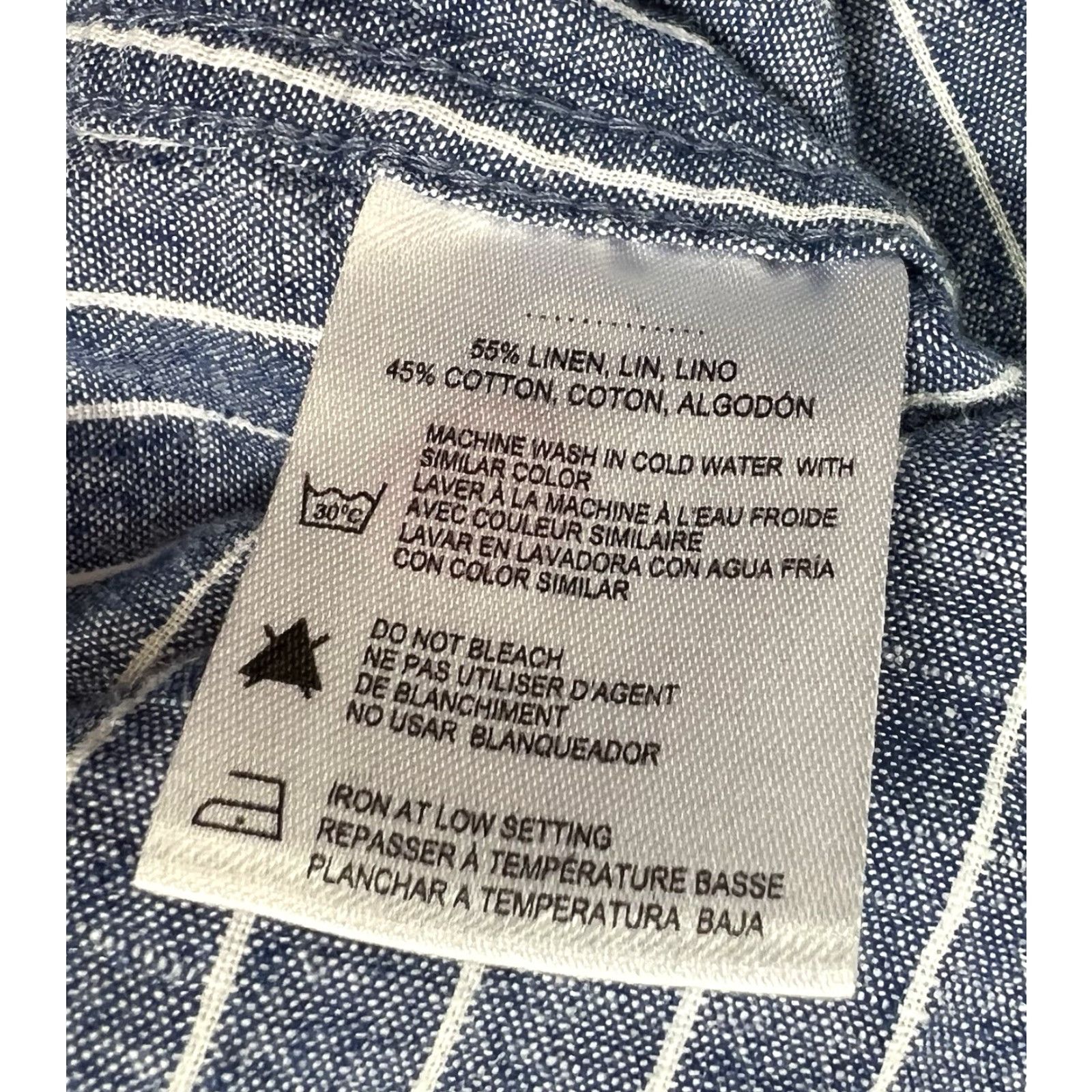 Vintage Mens Report Collection Shirt XL Blue Stripe Linen Cotton Blend Button Up Short Sleeve Casual Travel Size US XL / EU 56 / 4 - 5 Thumbnail