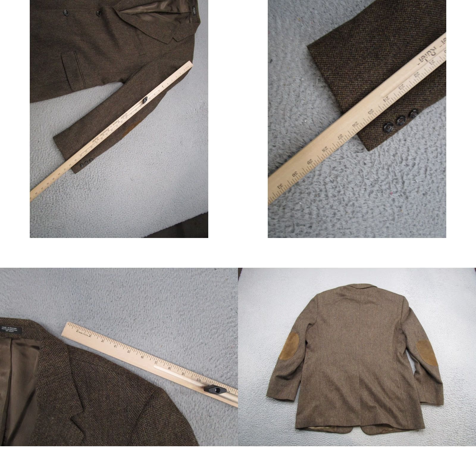Stafford Stafford Blazer Mens 46L Brown Tweed Wool Sport Coat Elbow Patch Jacket Career Vintage Size 46R - 8 Thumbnail