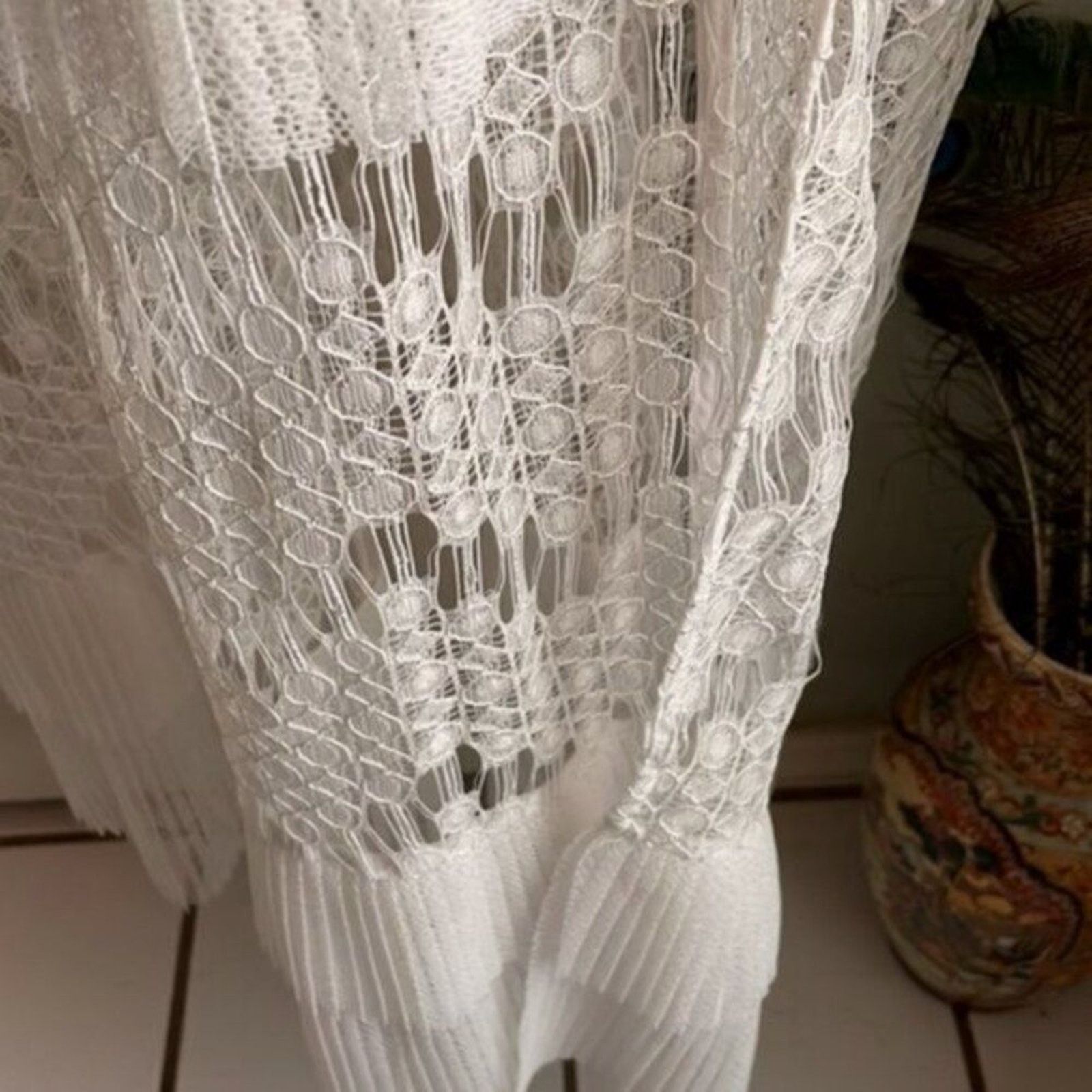 Just Cavalli Just Cavalli Dress White Lace Gown Pleated Flounce Size M / US 6-8 / IT 42-44 - 11 Thumbnail