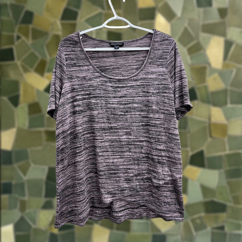 Vintage Womens Attention Purple Heathered Short Sleeve Shirt XL Size XL / US 12-14 / IT 48-50 - 1 Thumbnail
