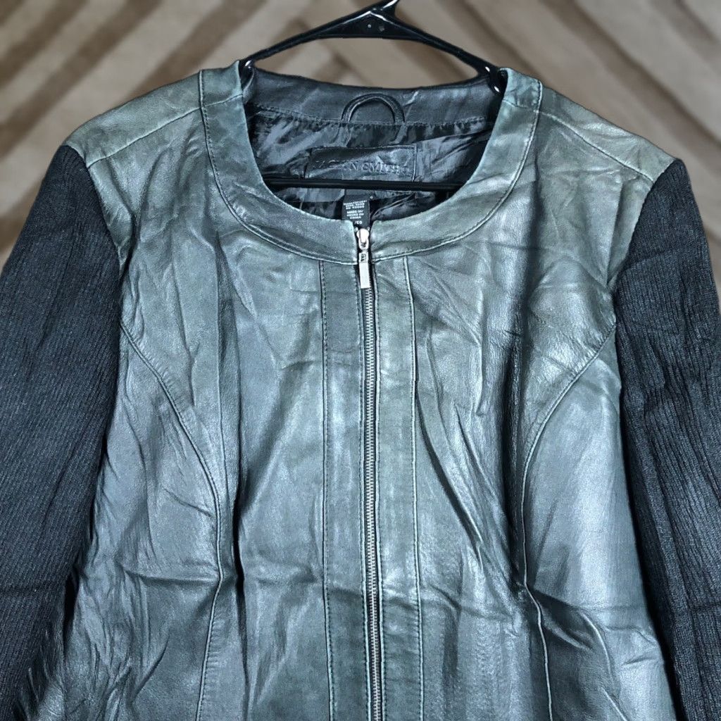 Vintage Jaclyn Smith Womens Jacket Black Leather Full Zip Pockets XL Size XL / US 12-14 / IT 48-50 - 1 Thumbnail