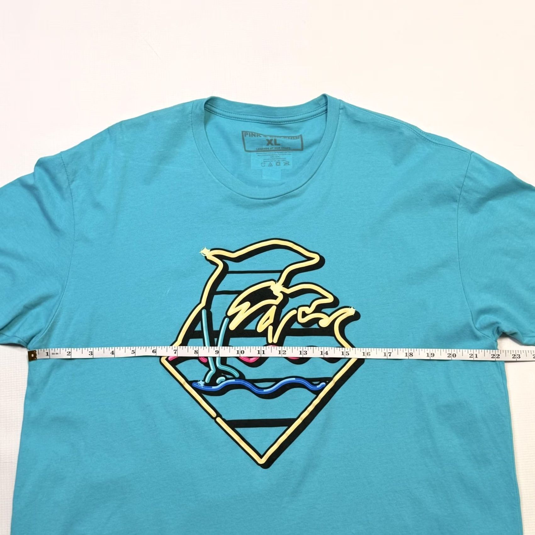 Vintage Pink Dolphin Shirt Mens XL Blue Neon Palm Tree Wave Graphic Surf Beach Tee Size US XL / EU 56 / 4 - 6 Thumbnail