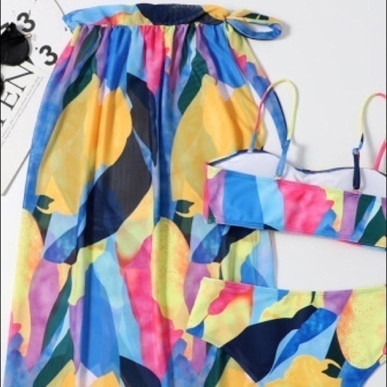 Designer Colorful 3 Pice Color Bikini Set NWT Size ONE SIZE - 7 Thumbnail