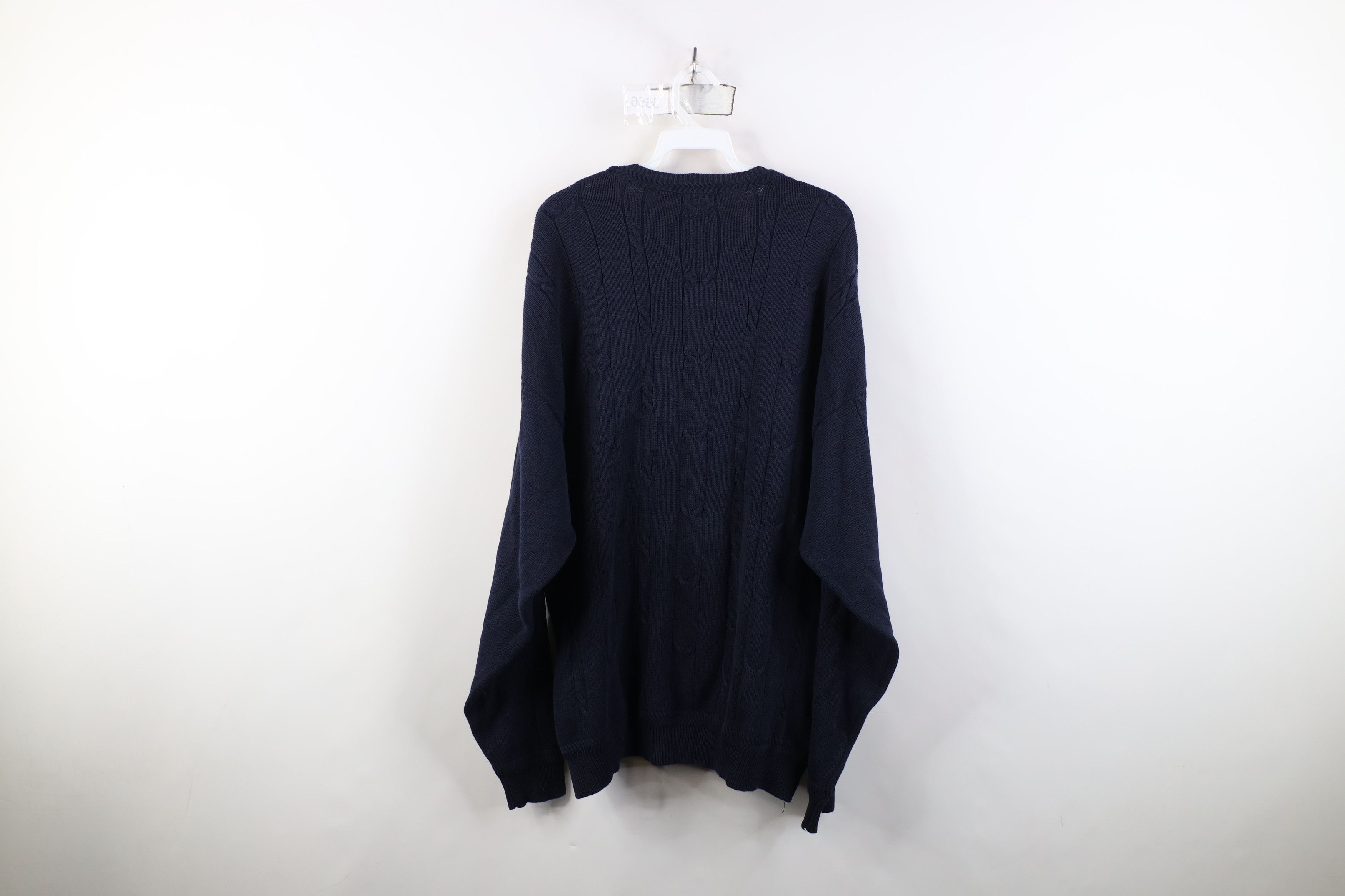Nautica Vintage 90s Nautica Sailboat Cotton Cable Knit Sweater Blue Size US XL / EU 56 / 4 - 12 Thumbnail