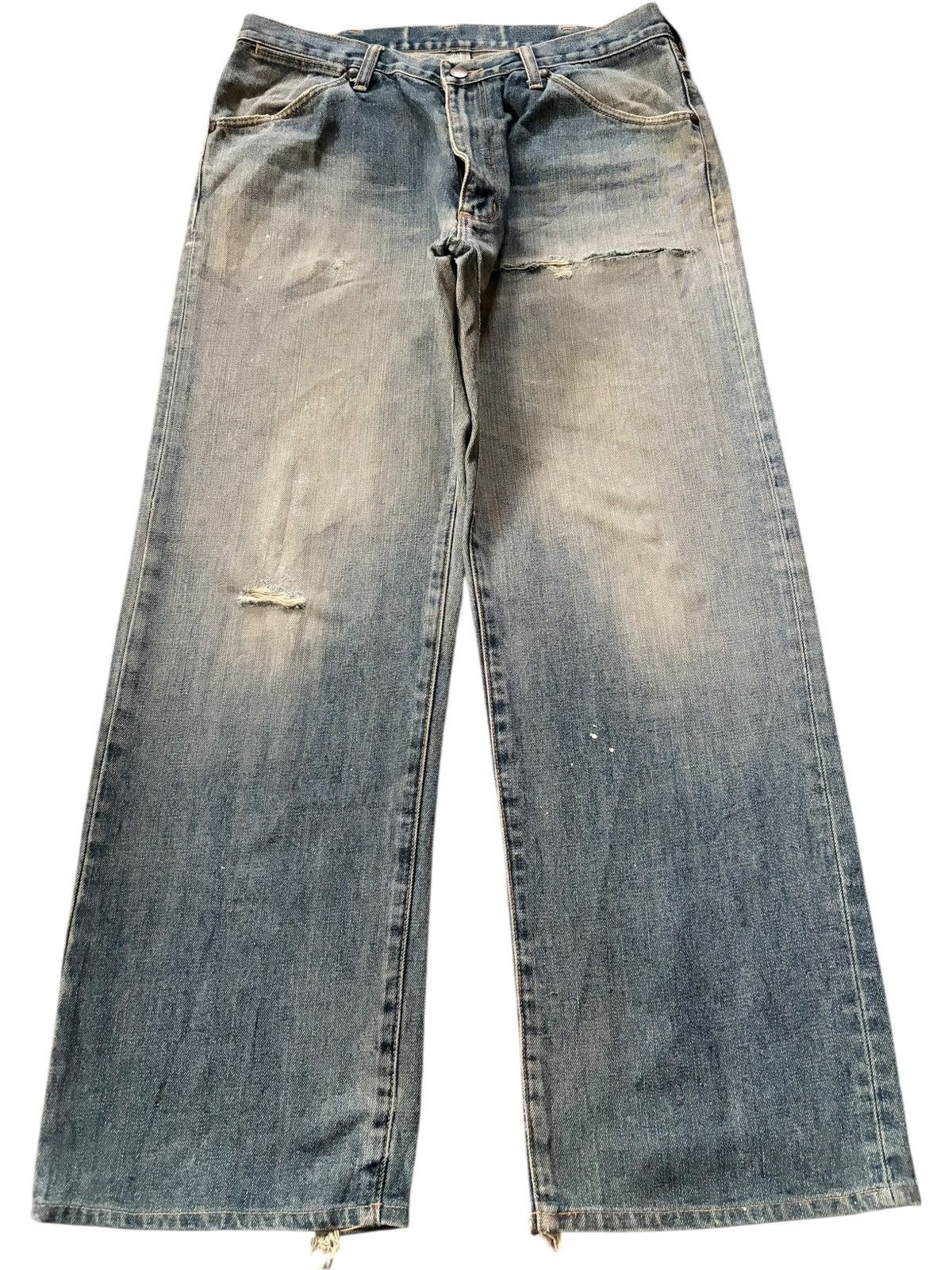 Wrangler Vintage 90s Wrangler Painted Distressed Baggy Jeans Size US 32 / EU 48 - 1 Thumbnail