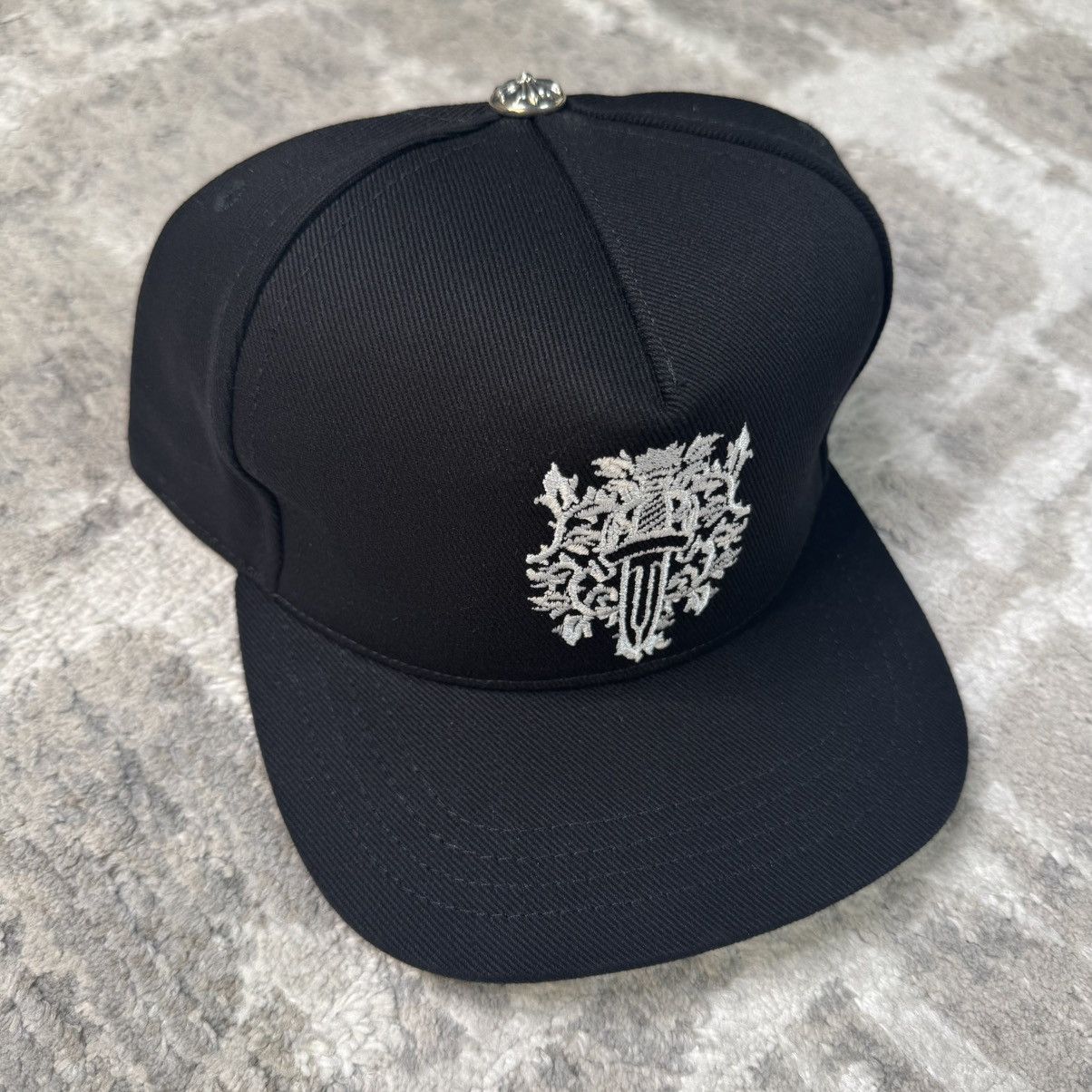 Chrome Hearts Dagger logo waxed denim baseball hat Size ONE SIZE - 2 Thumbnail