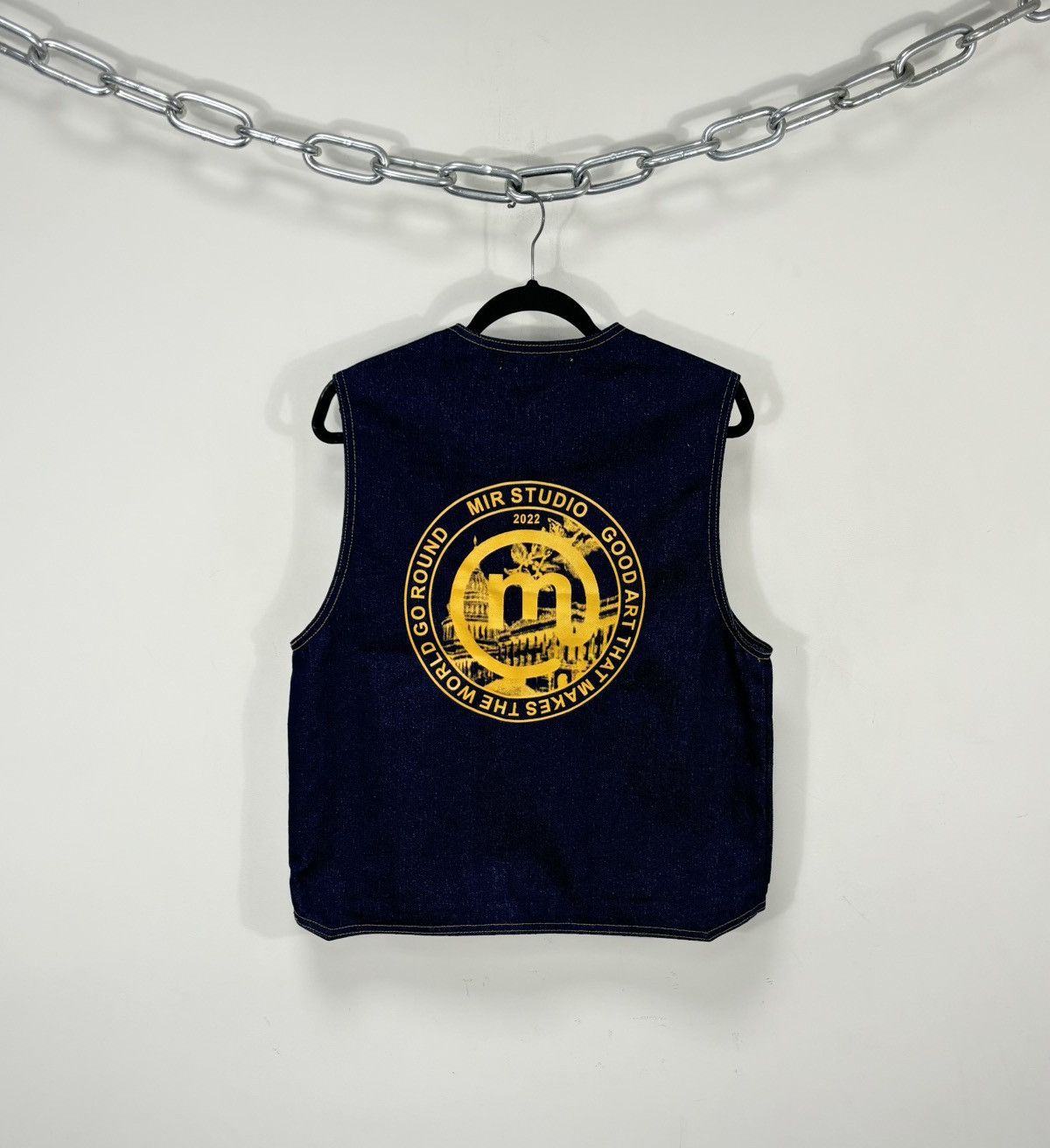 Other Mir Studio Workshop Y2K Navy Blue Hype Denim Vest Jacket Size US S / EU 44-46 / 1 - 2 Thumbnail