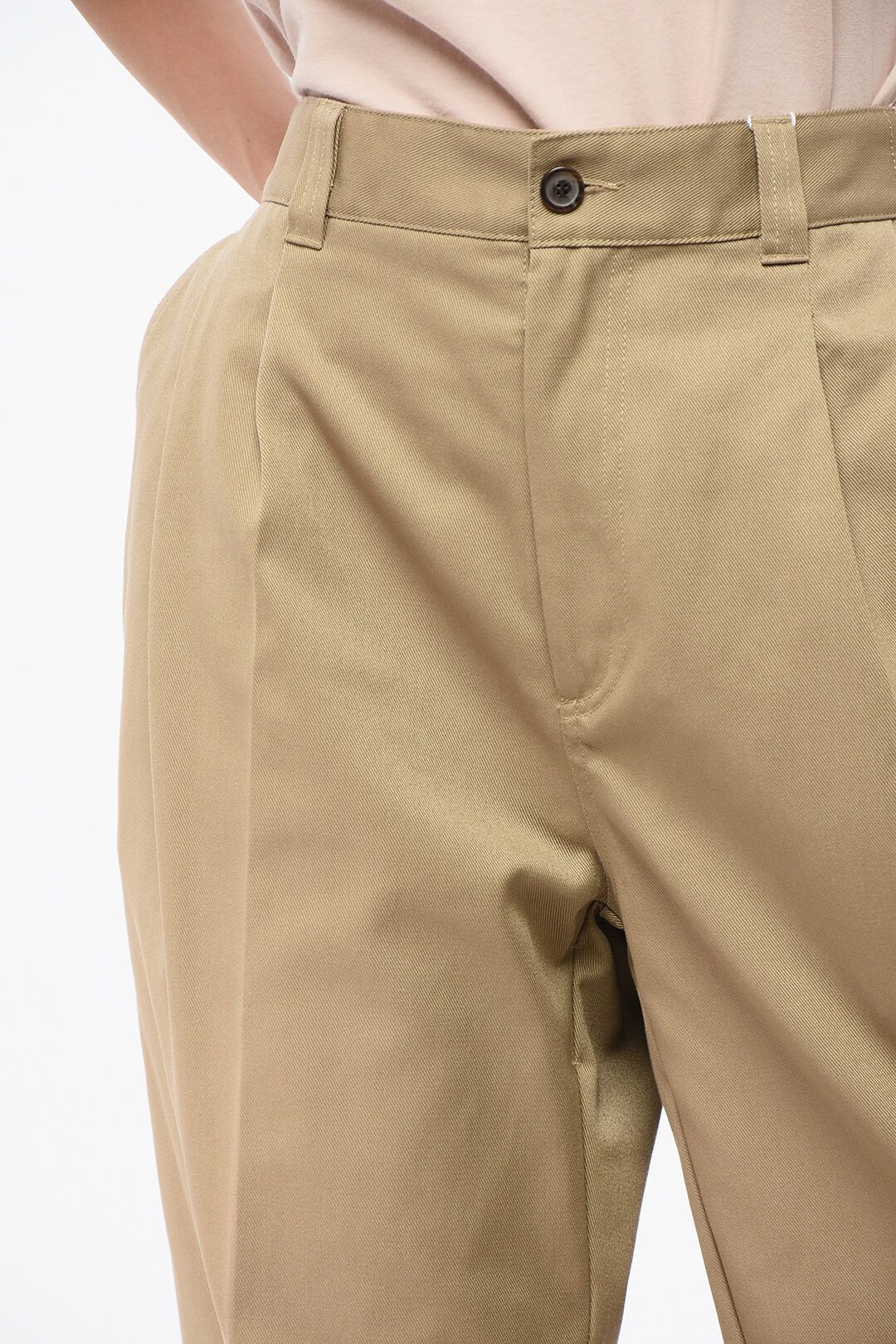 Maison Margiela og1mm0825 Gabardine Cotton Pant in Beige Size 27" / US 4 / IT 40 - 2 Thumbnail