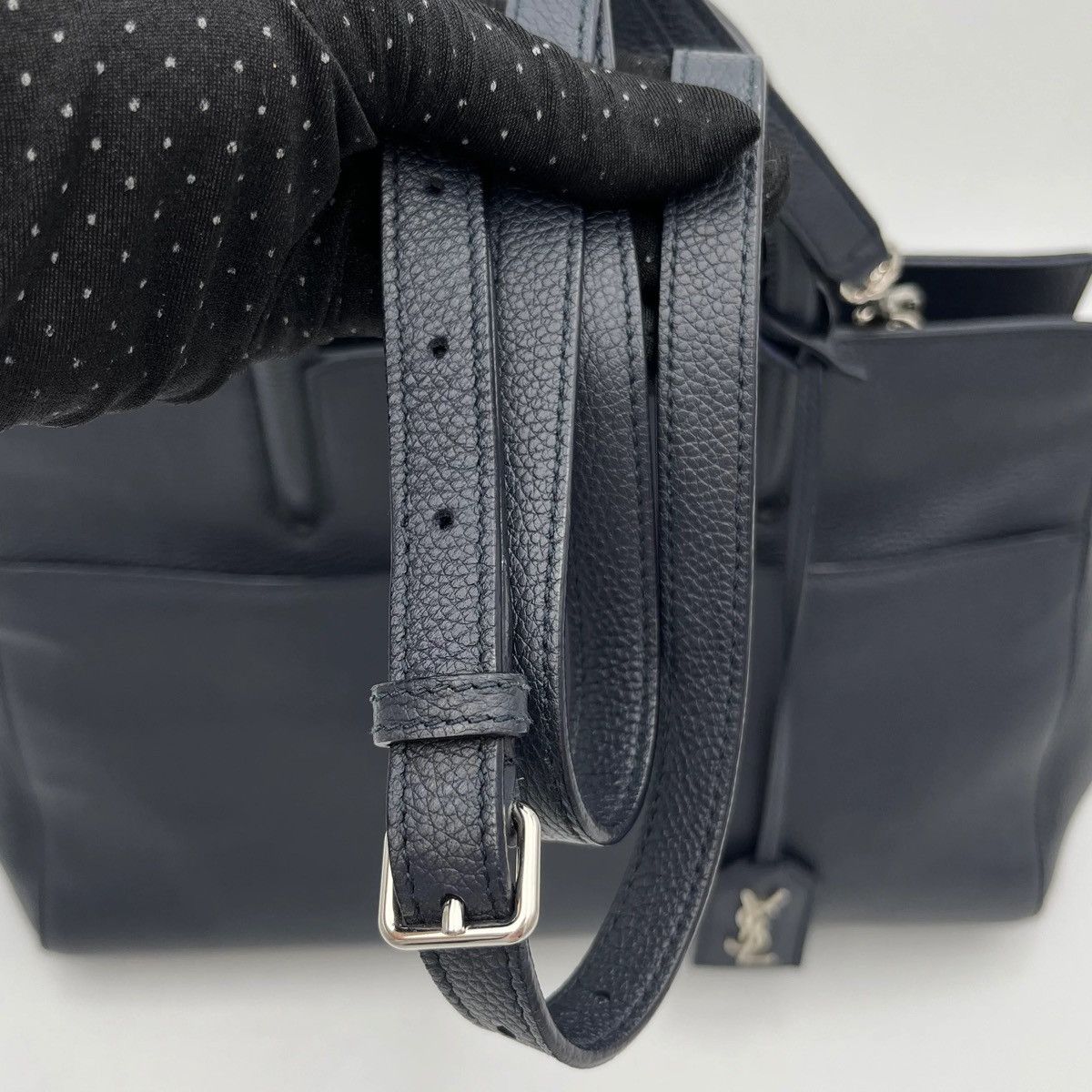 Yves Saint Laurent YSL Navy Blue Leather Rive Gauche Cabas Small Tote Size ONE SIZE - 10 Thumbnail