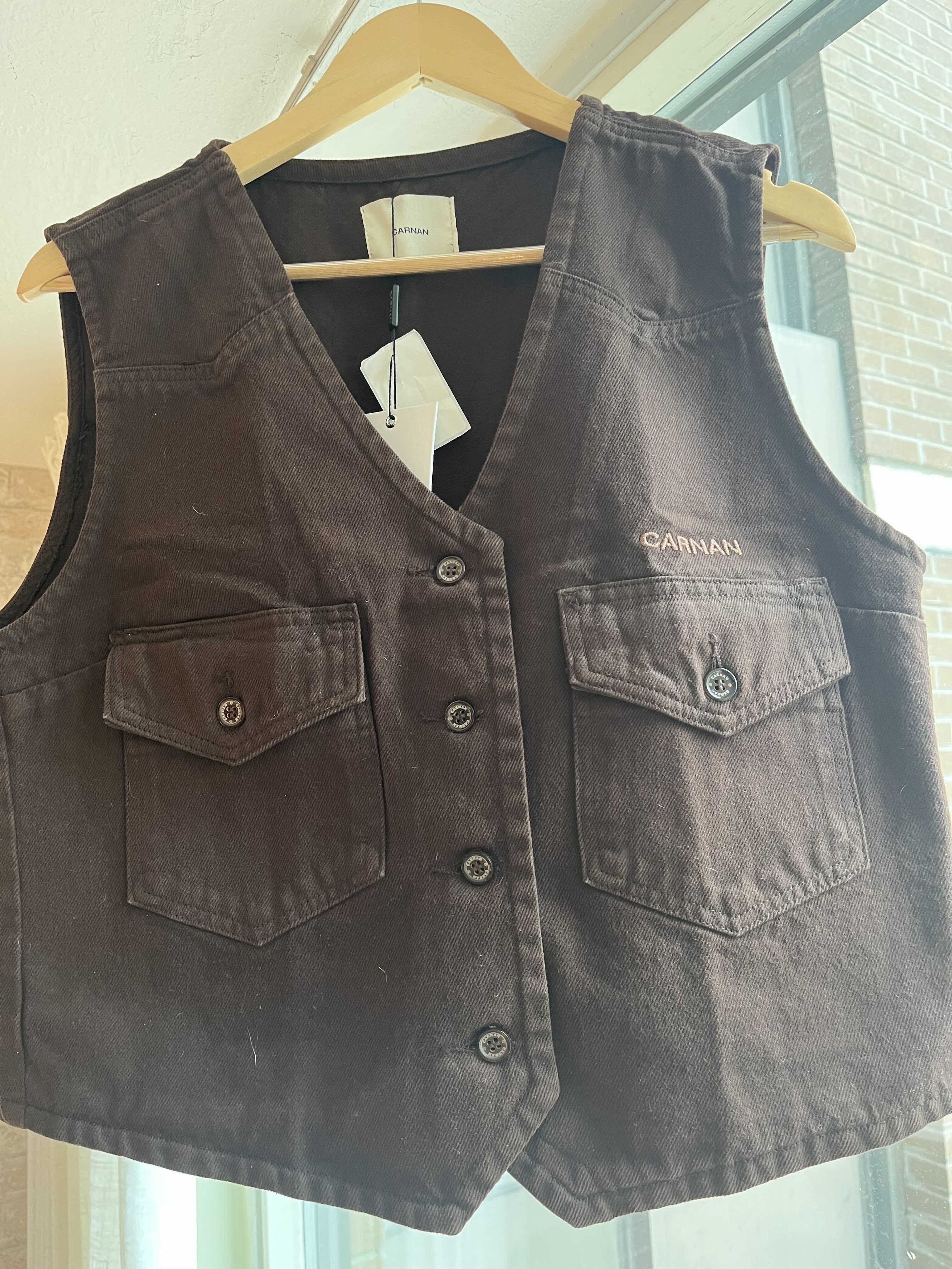 Other Carnan - Workwear Washed Brown Twill Vest Size 40R - 9 Thumbnail