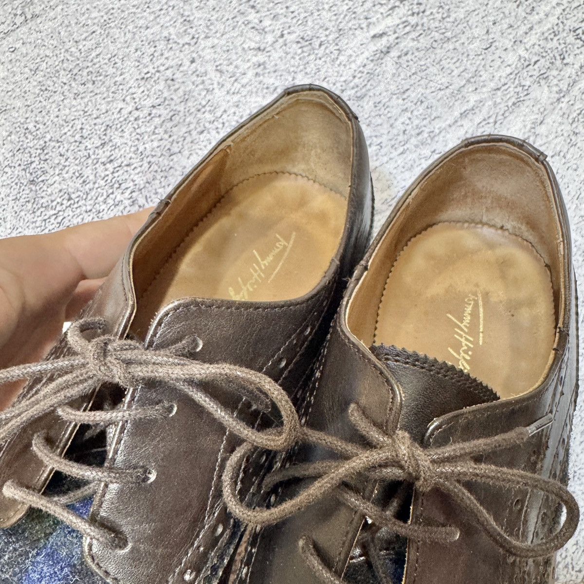 Abraham Moon & Sons × Handmade × Tommy Hilfiger Tommy Hilfiger&Abraham Moon Astor 1A Leather Tweed Brogues Size US 9 / EU 42 - 17 Thumbnail