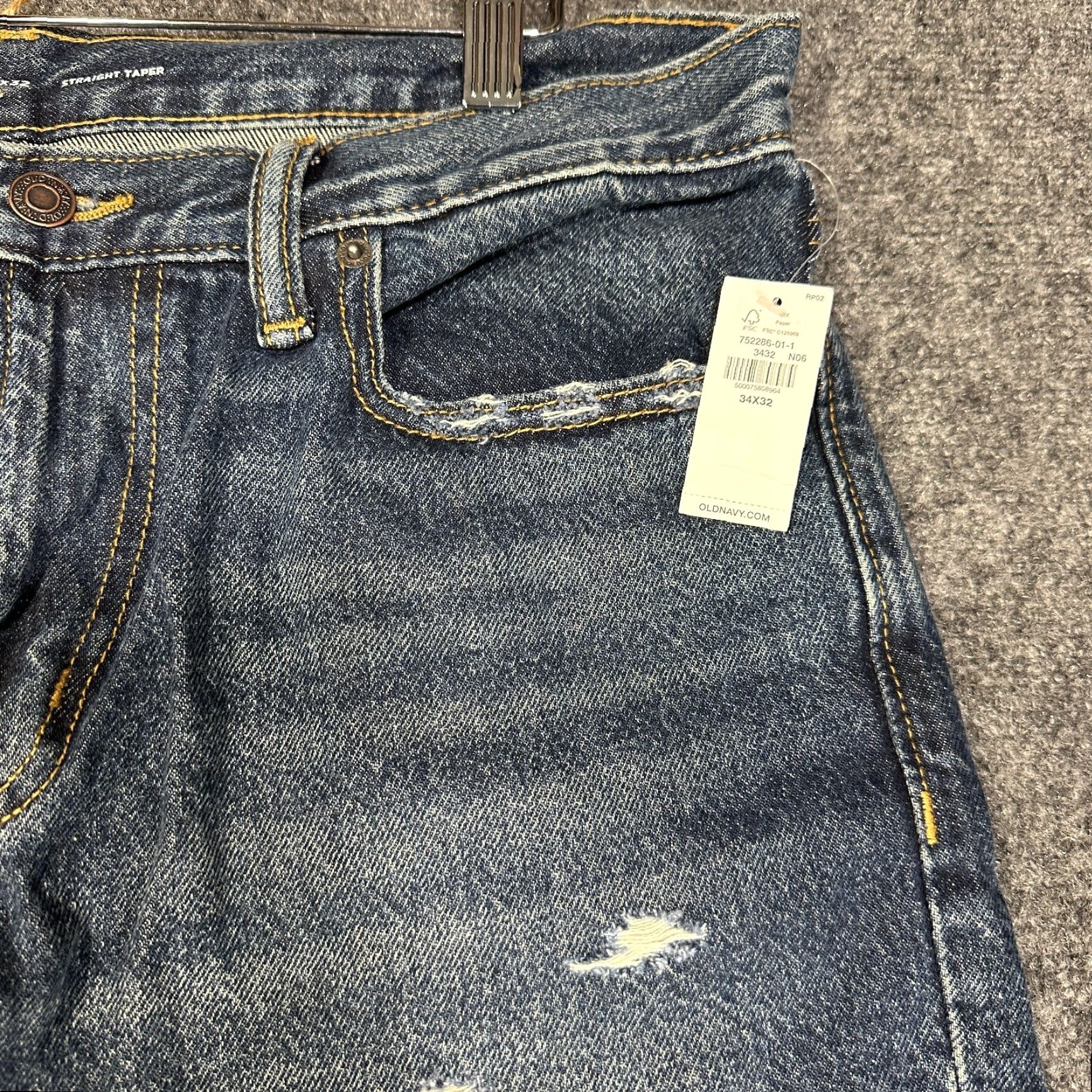Old Navy Old Navy Jeans Mens 34 Straight Taper Cotton Pockets Distressed Holes NEW Size US 34 / EU 50 - 4 Thumbnail