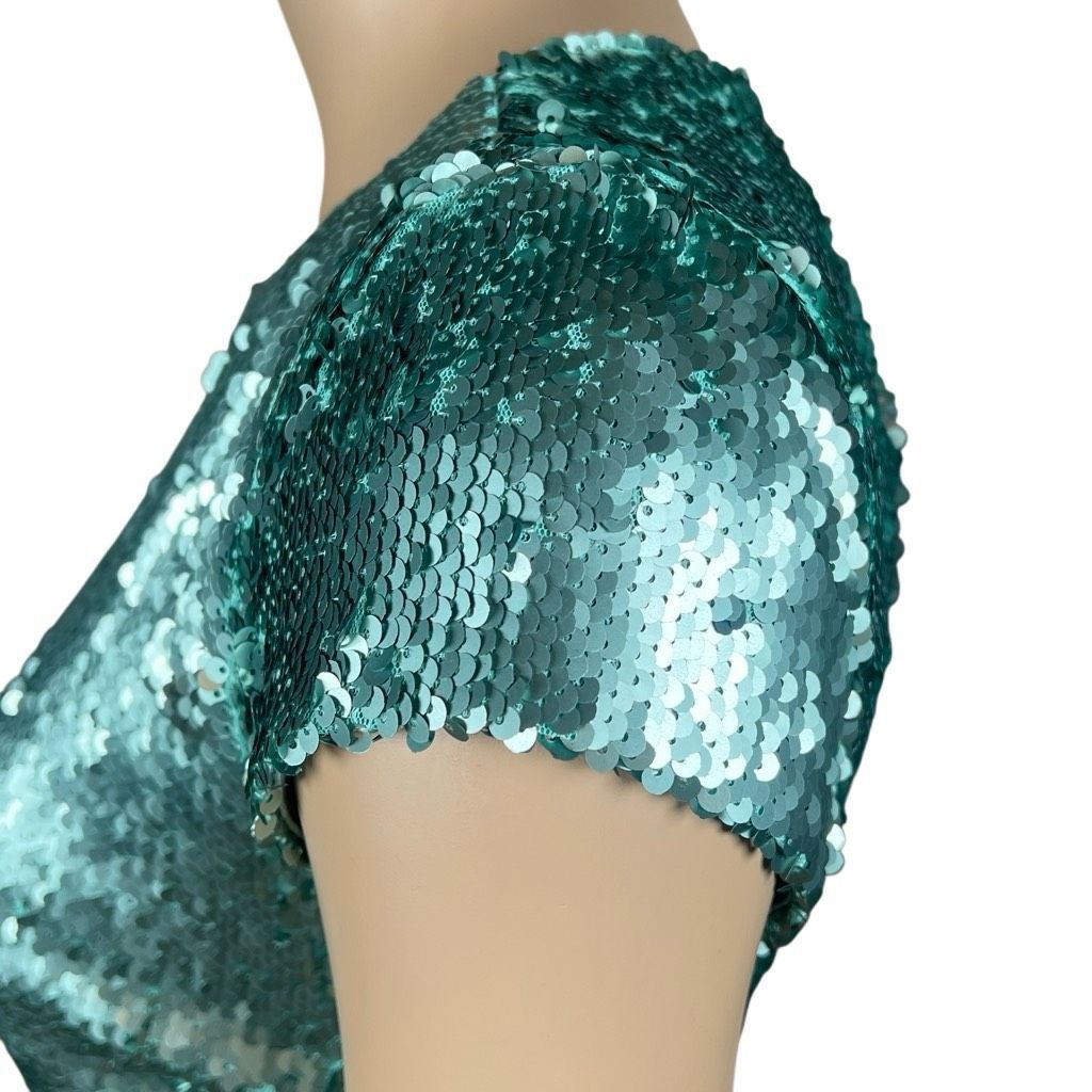 Zara Zara Basic Collection Green Sequin Mini Dress XS Size XS / US 0-2 / IT 36-38 - 5 Thumbnail