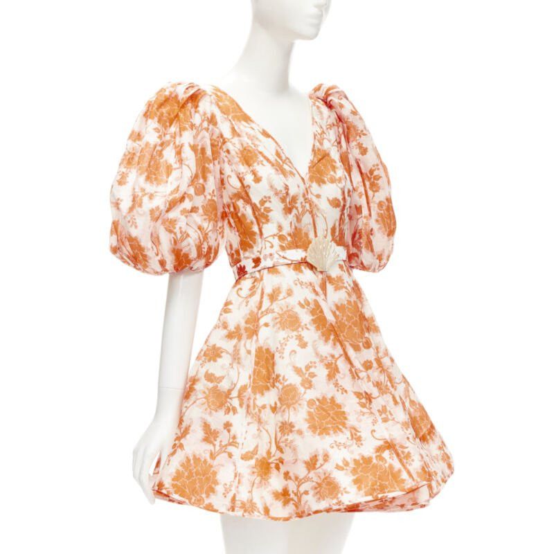 Zimmermann ZIMMERMANN 2022 Runway Postcard orange floral linen seashell belt dress AUS0 XS Size XS / US 0-2 / IT 36-38 - 1 Thumbnail