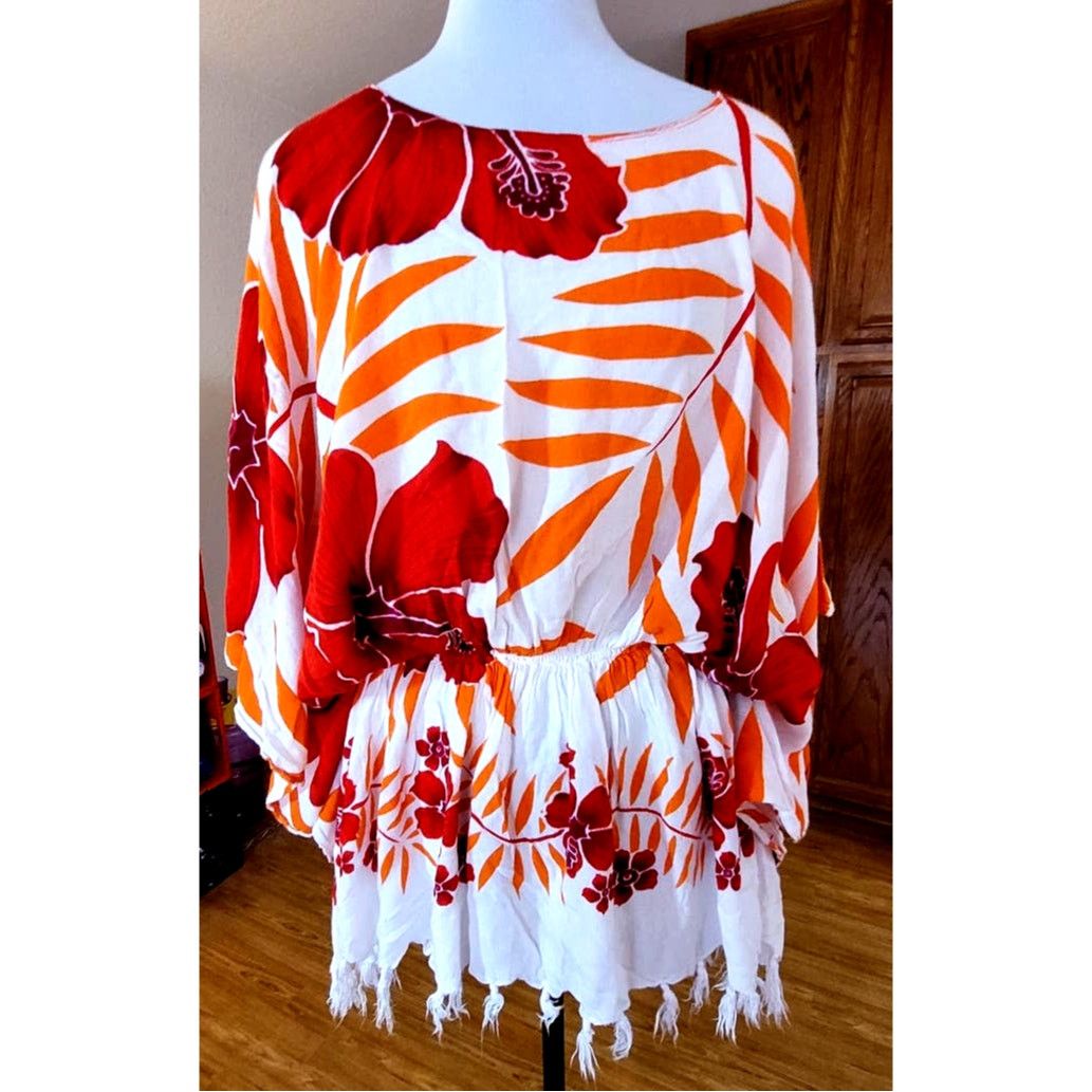 Other O.K. MIKE Womens Top One Size Hippie Fringe Batik Size ONE SIZE - 1 Thumbnail