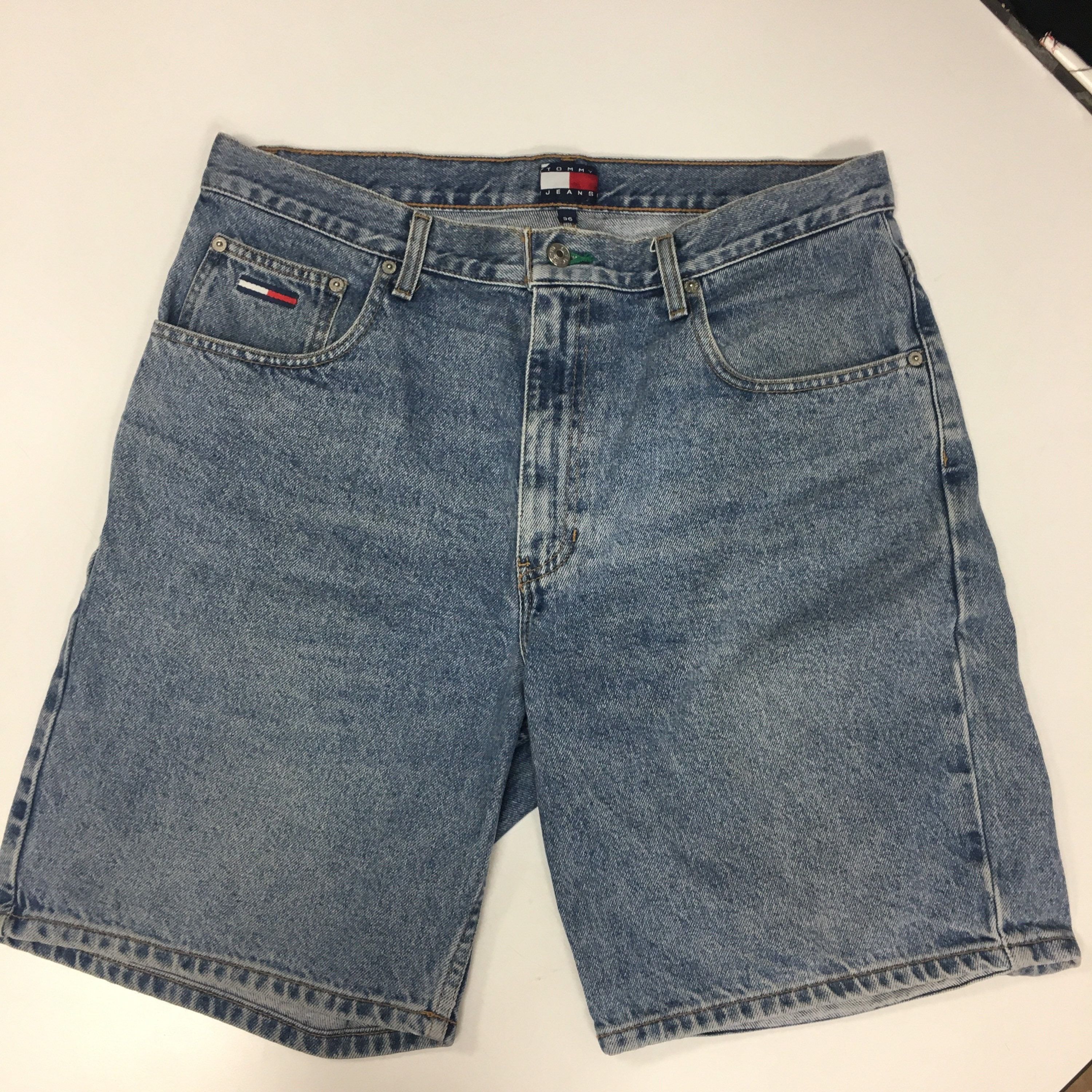 Tommy Hilfiger 90's Blue Jeans DEMIN FLAG Logo HIP HOP Baggy Shorts 36 Size US 36 / EU 52 - 1 Thumbnail