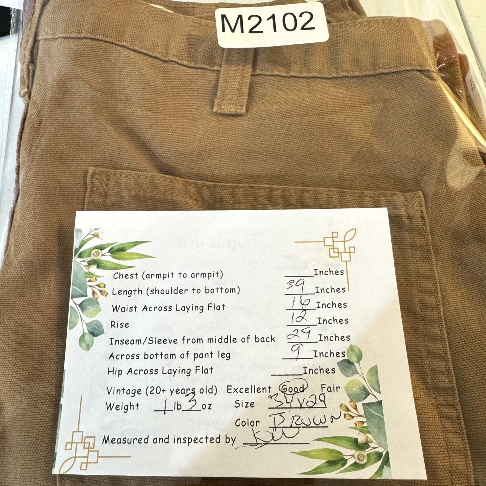 Carhartt Carhartt Pants Mens 34x30 Brown Dungaree Fit Workwear Canvas Utility Cargo Pocket Logo Carhartt 383-51 Mens Pants Size US 34 / EU 50 - 8 Thumbnail