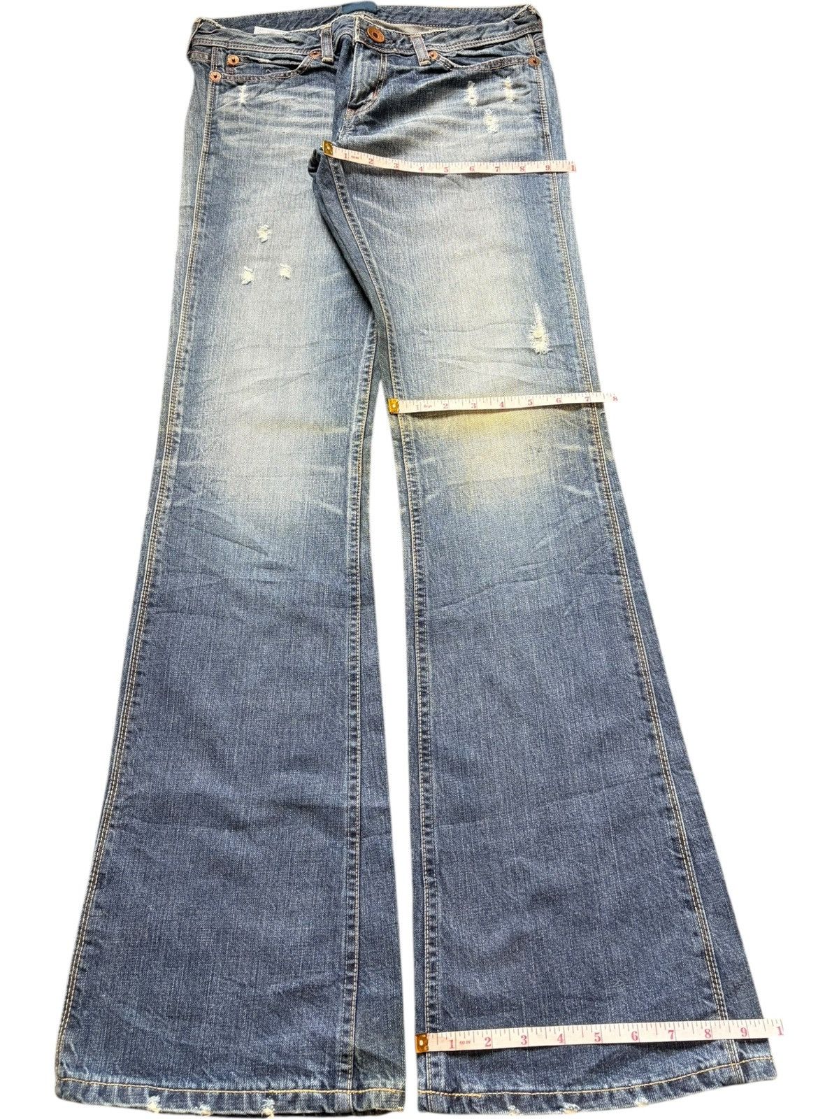 Edwin Vintage Vienus Mud Wash Distress Low Rise Flare Jeans Size 29" - 8 Thumbnail