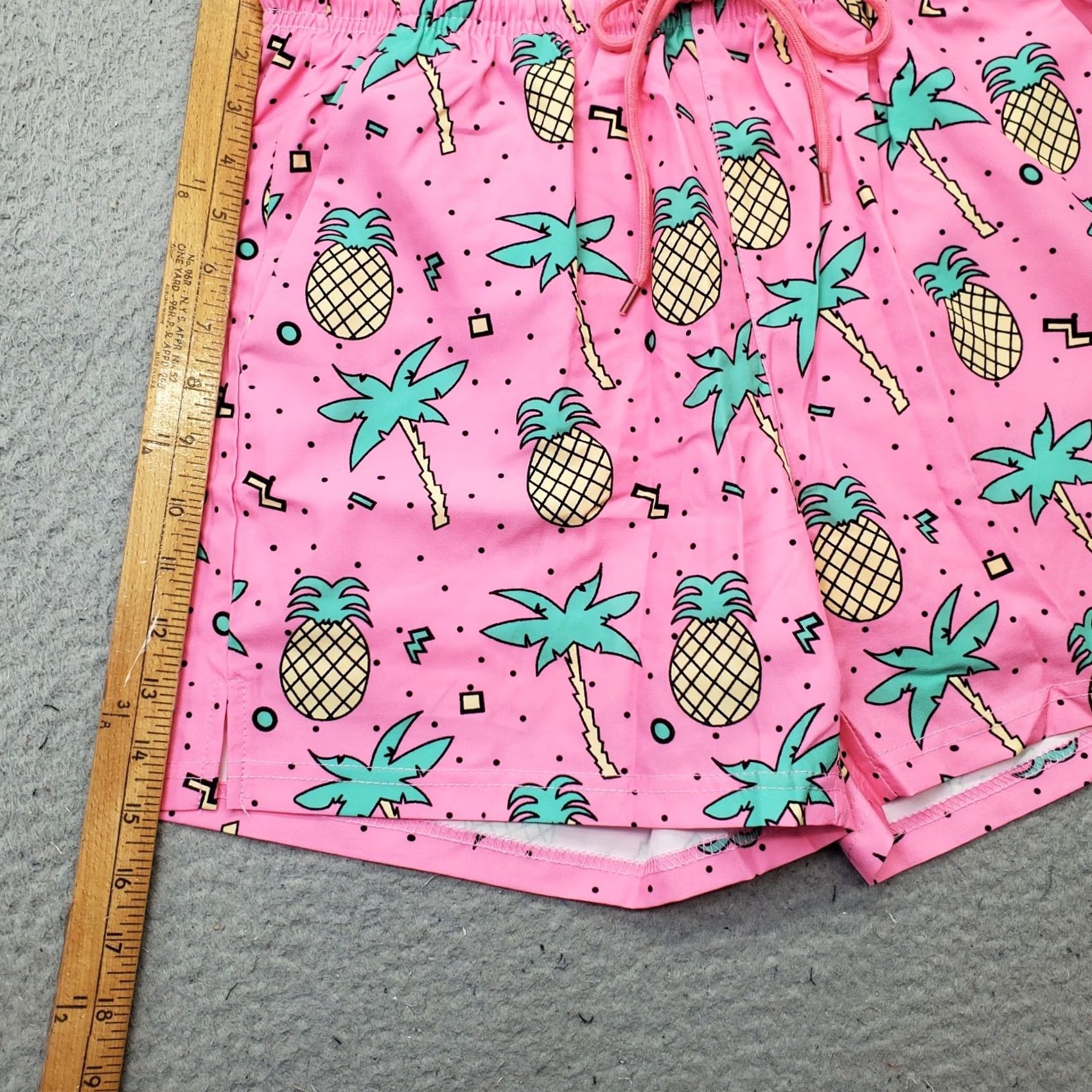 Vintage Women Pineapple Print Swim Trunk Shorts M Multi Lined Elastic Waist Size 32" / US 10 / IT 46 - 3 Thumbnail