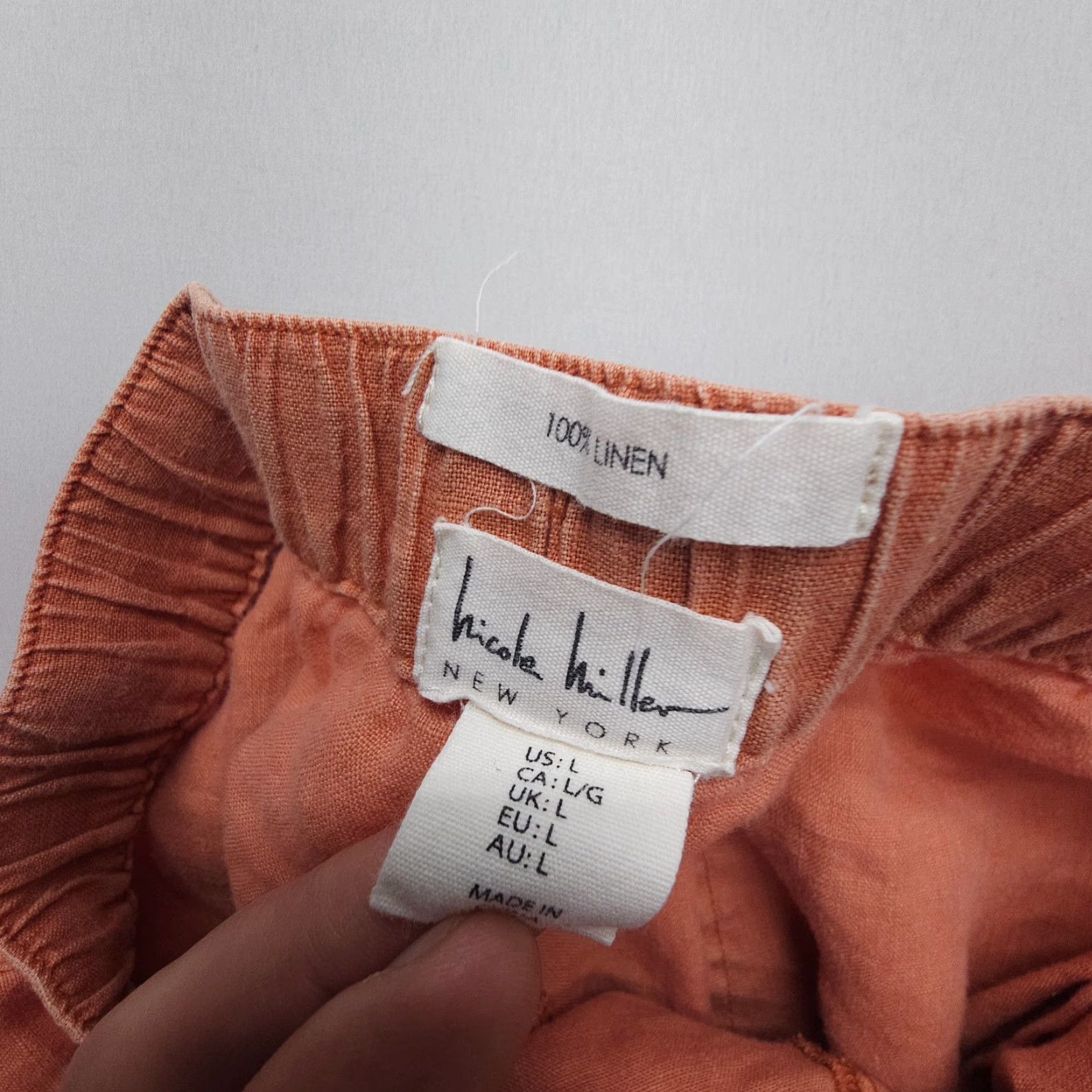 Nicole Miller Nicole Miller Pants Womens L Orange Linen 100% Pull On Bohemian Coastal Relaxed Tapered Casual 90s? Size 36" / US 14 / IT 50 - 7 Thumbnail