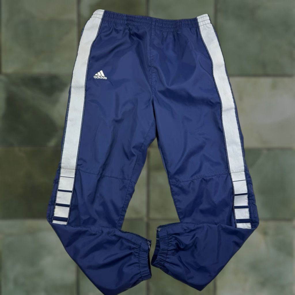 Adidas VINTAGE Adidas Track Pants Adult Small Blue Sports Y2K Hipster with Pockets Mens Size US 29 - 1 Thumbnail