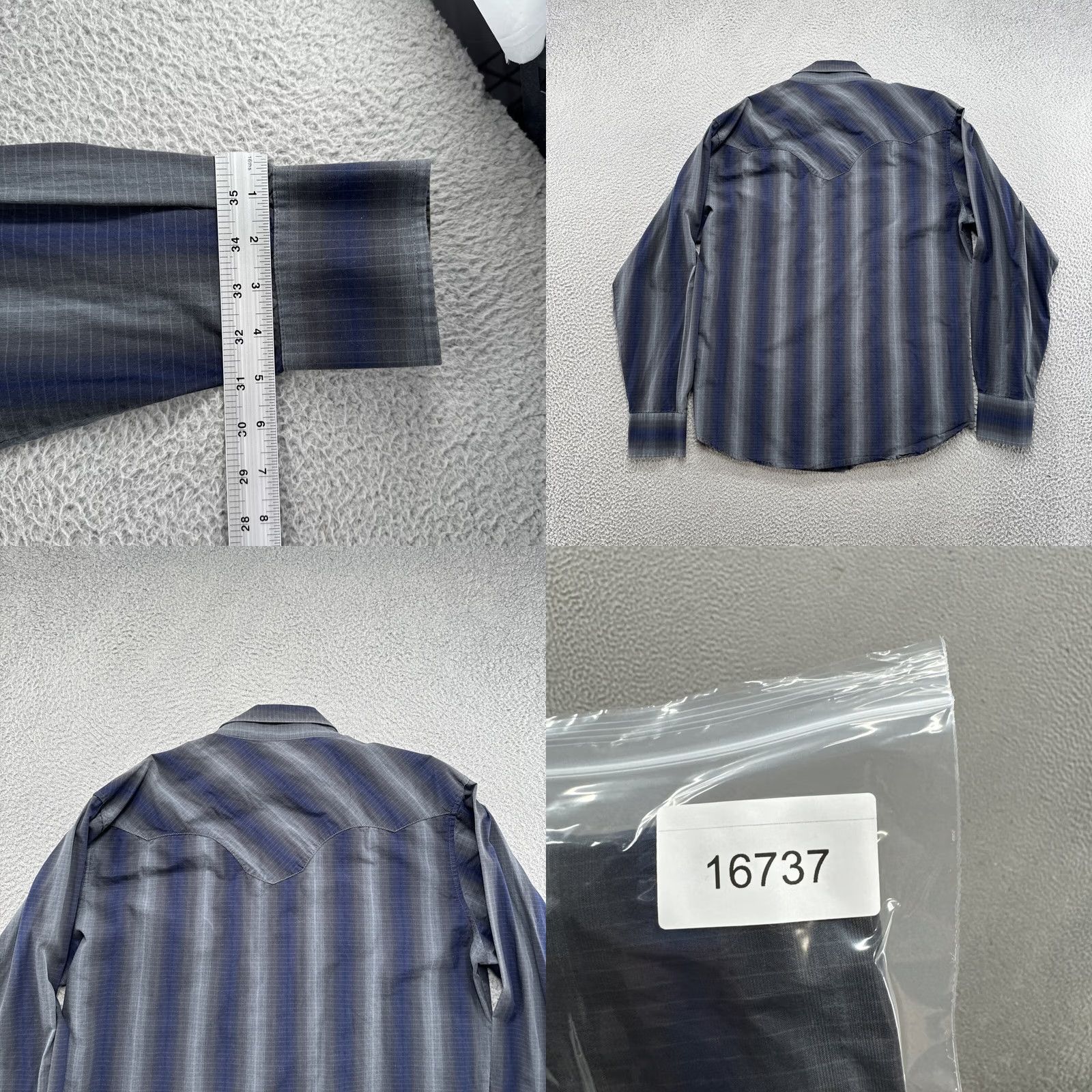 Wrangler Wrangler Mens Long Sleeve Retro Premium Pearl Snap Striped Shirt XL Blue Button-Up Casual Formal Workwear 80s 90s Cowboy Western Mens Size US XL / EU 56 / 4 - 8 Thumbnail