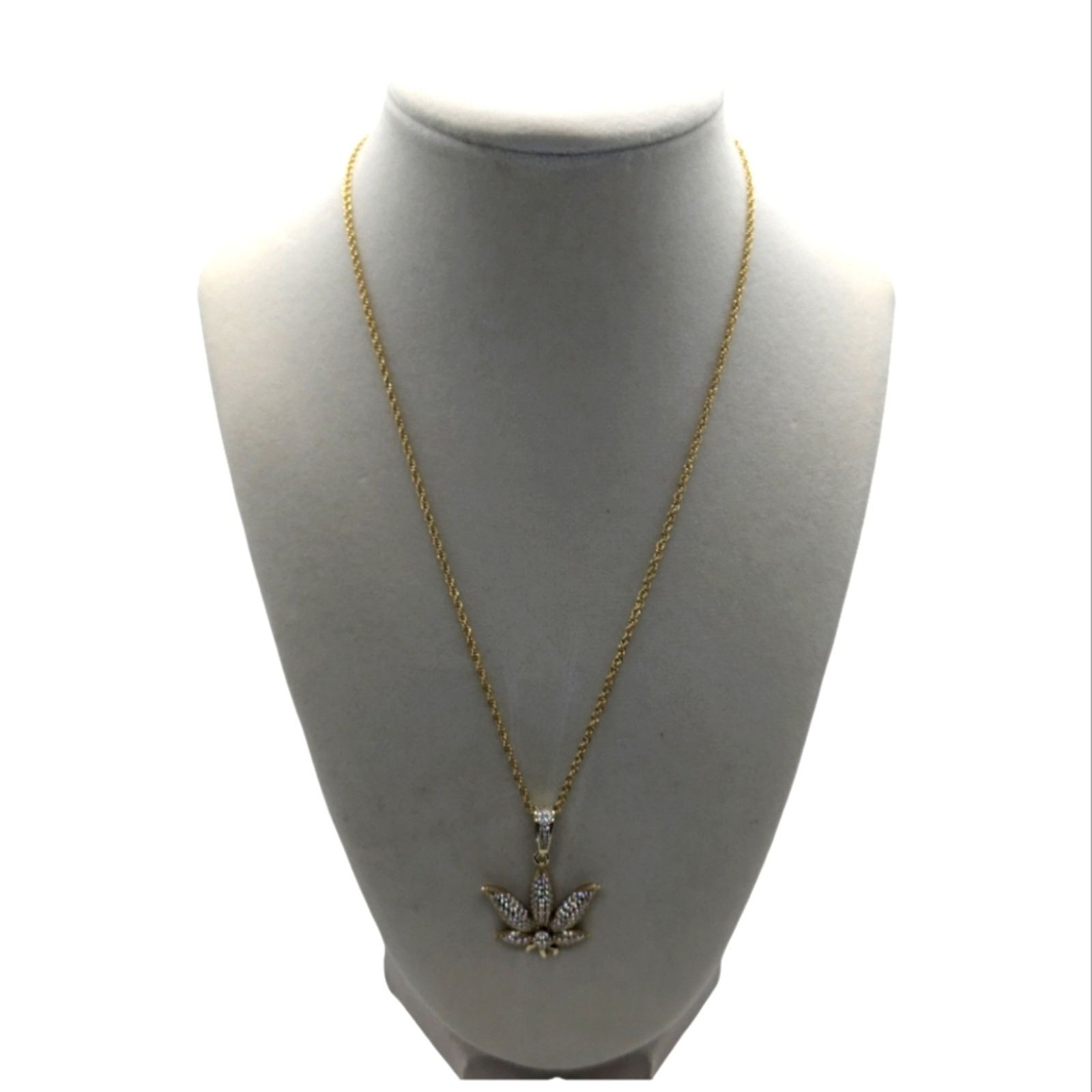The Unbranded Brand 14 KT Gold Filled Medical Cannabis symbol and necklace Size ONE SIZE - 2 Thumbnail