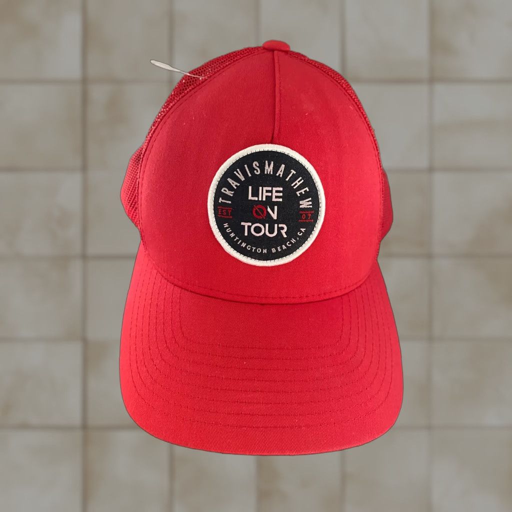 TravisMathew Travis Mathew Snapback Hat Red Black Trucker Men Adjustable Golf Life On Tour Rare Size ONE SIZE - 1 Thumbnail