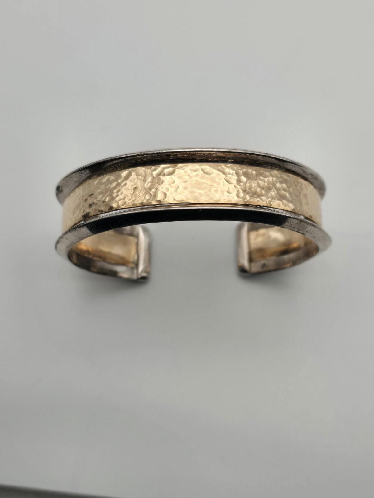 Studio D'Artisan Artisan Cuff Bracelet Signed Sterling Silver & 14k GF Heavy Size ONE SIZE - 1 Thumbnail