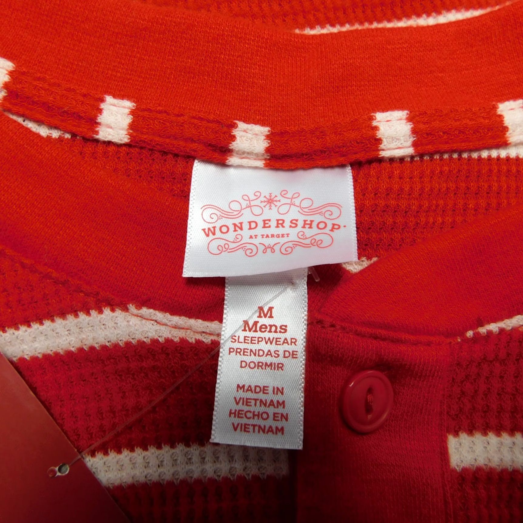 Vintage Wondershop Men's Waffle Knit Thermal Pajama Top Red Stripe, Medium, Long Sleeve, Pullover, Christmas Holiday, Knit, Pajama Top, Regular, Men Size US M / EU 48-50 / 2 - 5 Thumbnail