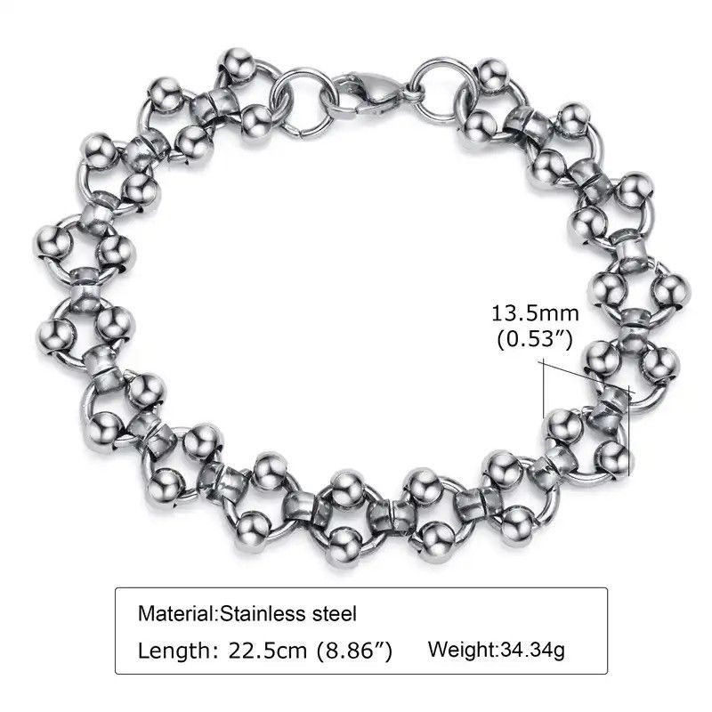 Vintage Steel Ball Bead Link Bracelet Size ONE SIZE - 7 Thumbnail
