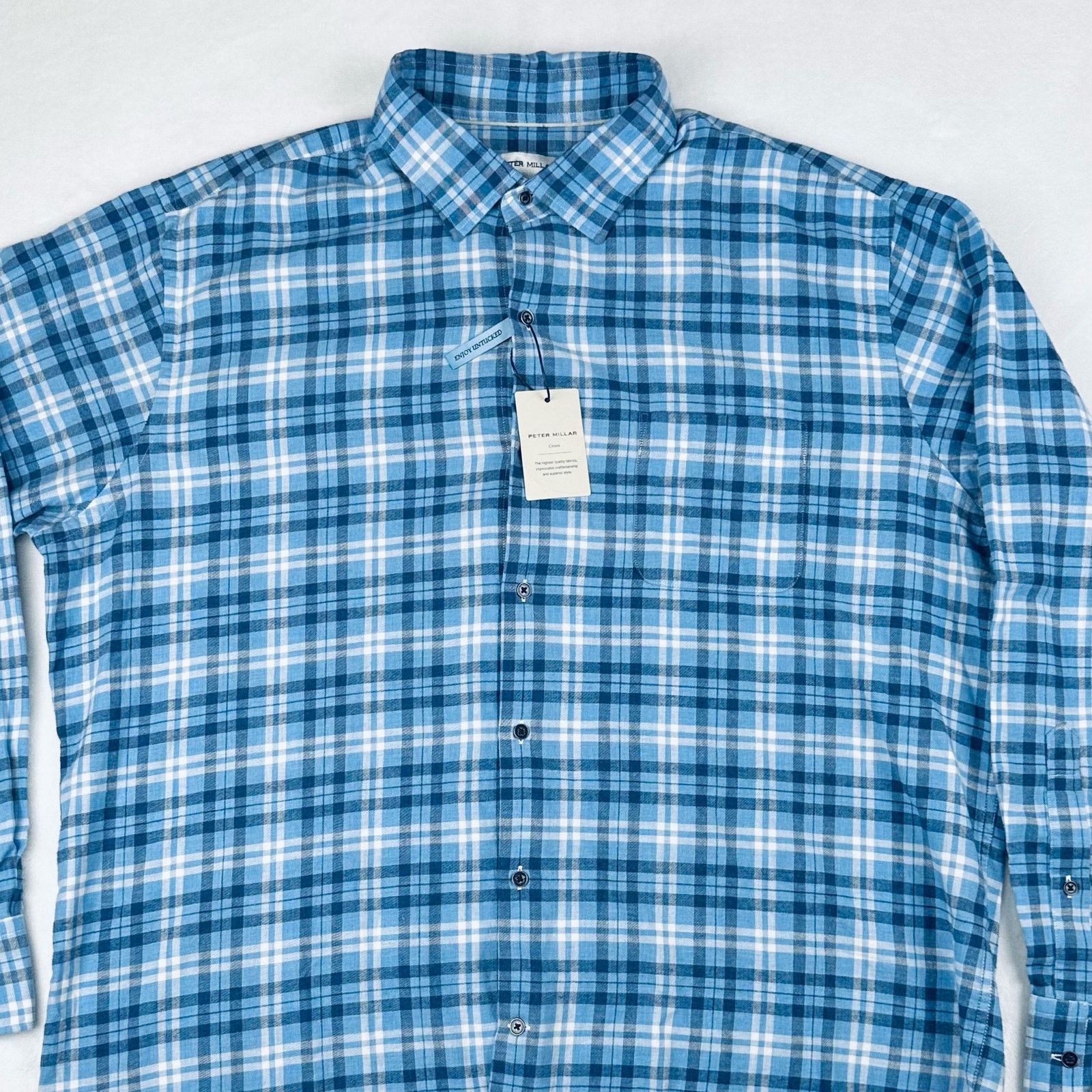 Peter Millar Peter Millar Men’s XL Blue Plaid Button Up L/S Shirt NEW Size US XL / EU 56 / 4 - 2 Thumbnail