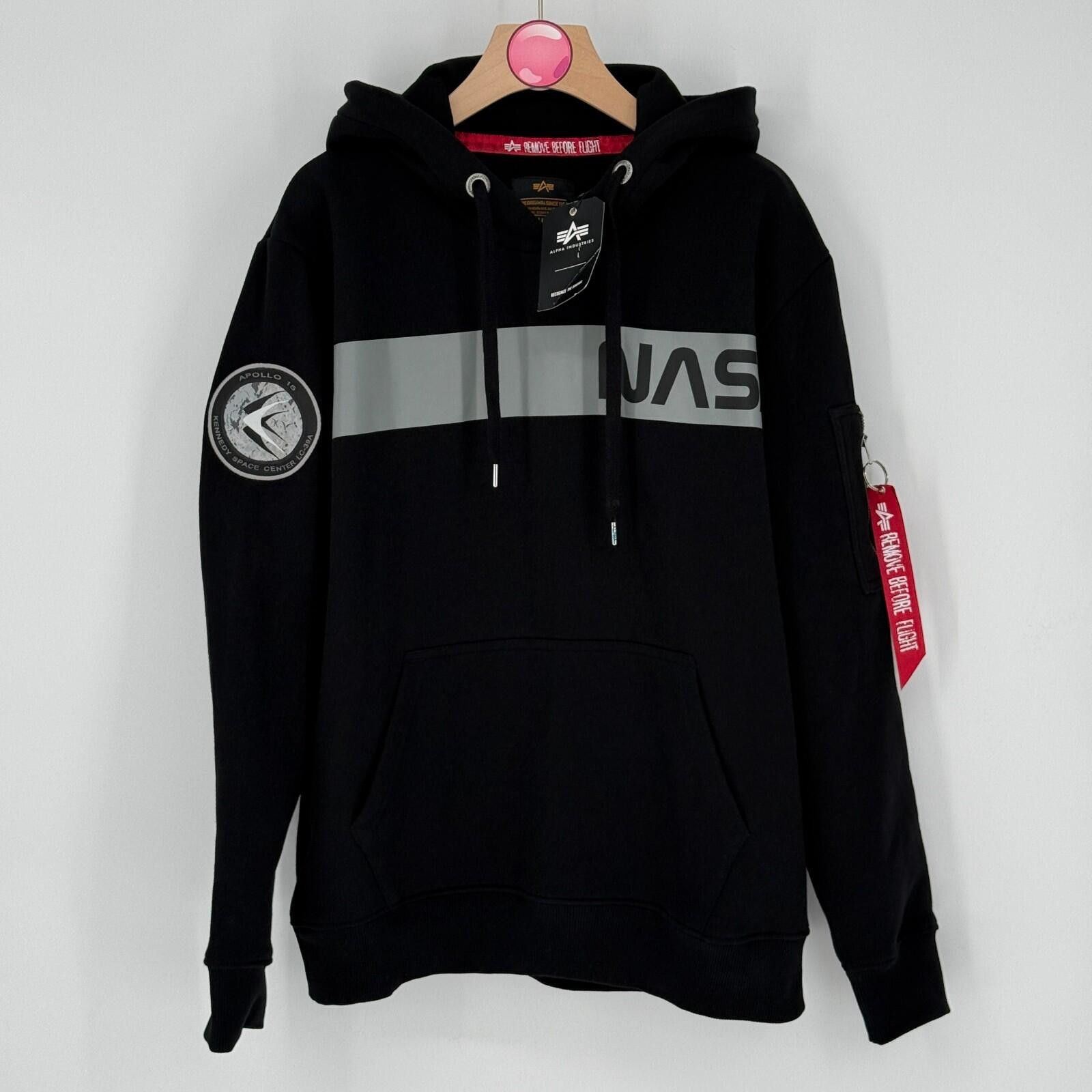 Alpha Industries Alpha Industries NASA Hoodie Pull Tag Black Pullover Mens M Size US M / EU 48-50 / 2 - 6 Thumbnail