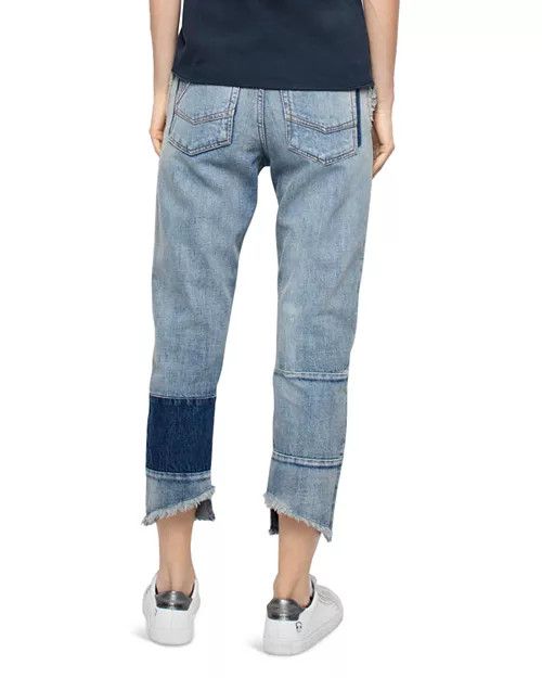ZADIG VOLTAIRE DELUXE BOYFIX PATCHWORK BOYFRIEND JEANS BLUE