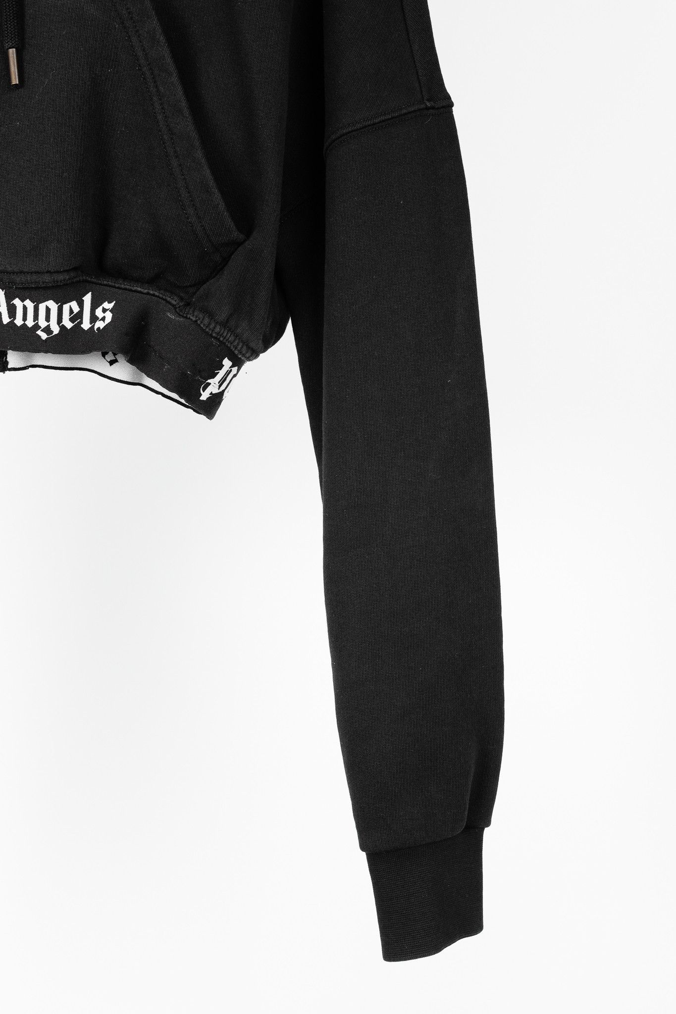 Palm Angels Palm Angels Summer 2019 Black Cropped Logo Print Hoodie Size S / US 4 / IT 40 - 6 Thumbnail