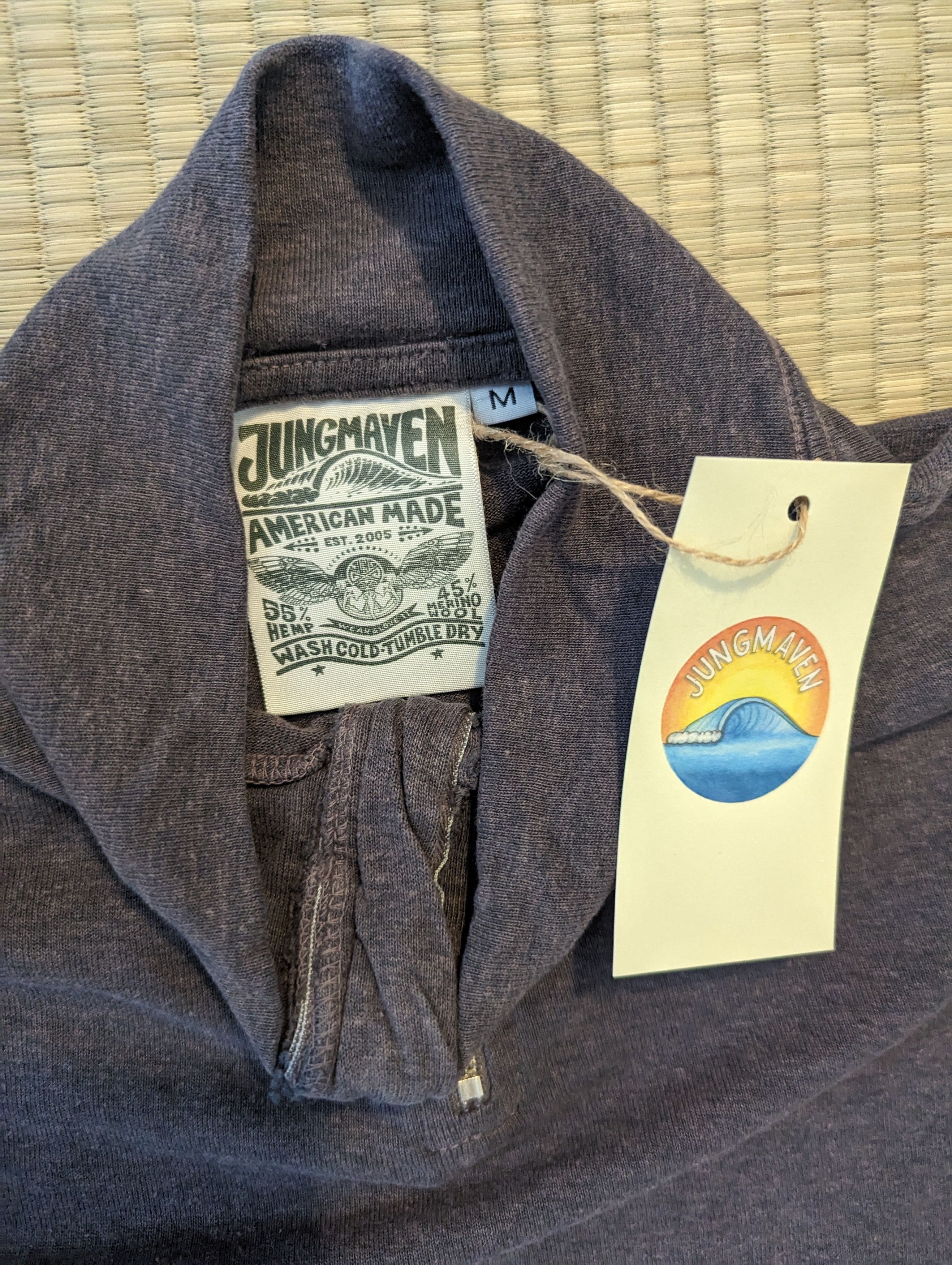 NWT Jungmaven IWEYOU Hemp Merino Wool 1/4 Zip Sweatshirt