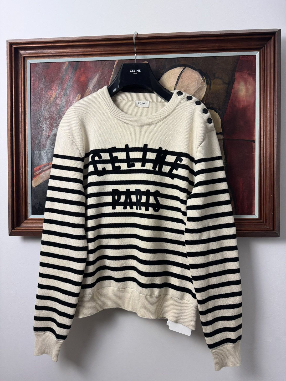 Celine × Hedi Slimane Celine Stripes Hedi Slimane Sweater Designer Luxury High End Size US M / EU 48-50 / 2 - 1 Thumbnail