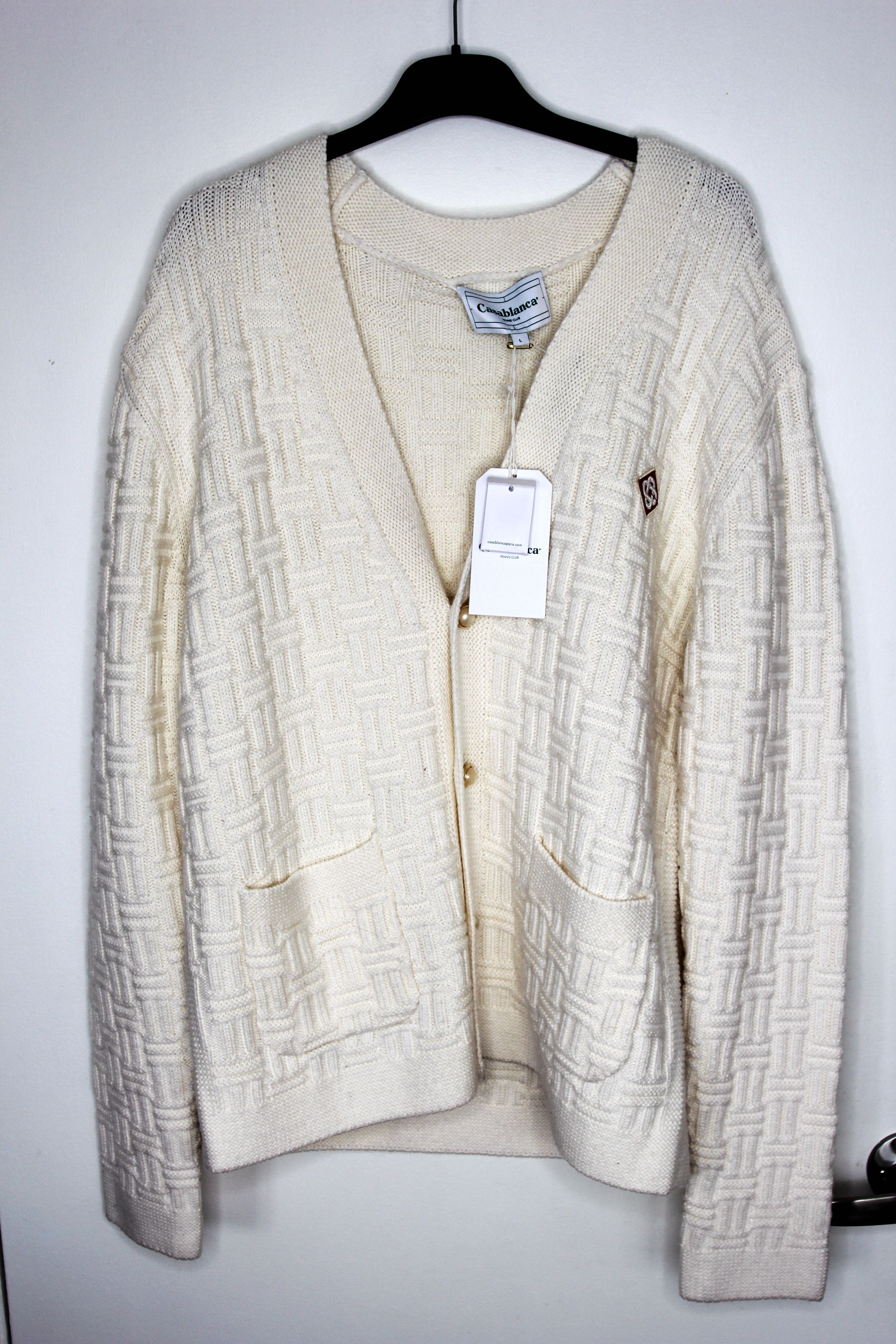 Casablanca BNWT AW24 CASABLANCA MERINO WOOL COLUMN STITCH CARDIGAN L Size US L / EU 52-54 / 3 - 2 Thumbnail