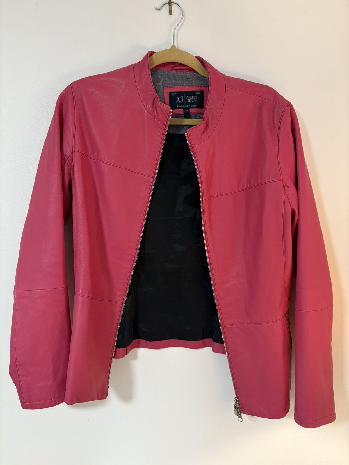 Armani Vintage Armani pink leather jacket Size XL / US 12-14 / IT 48-50 - 2 Thumbnail