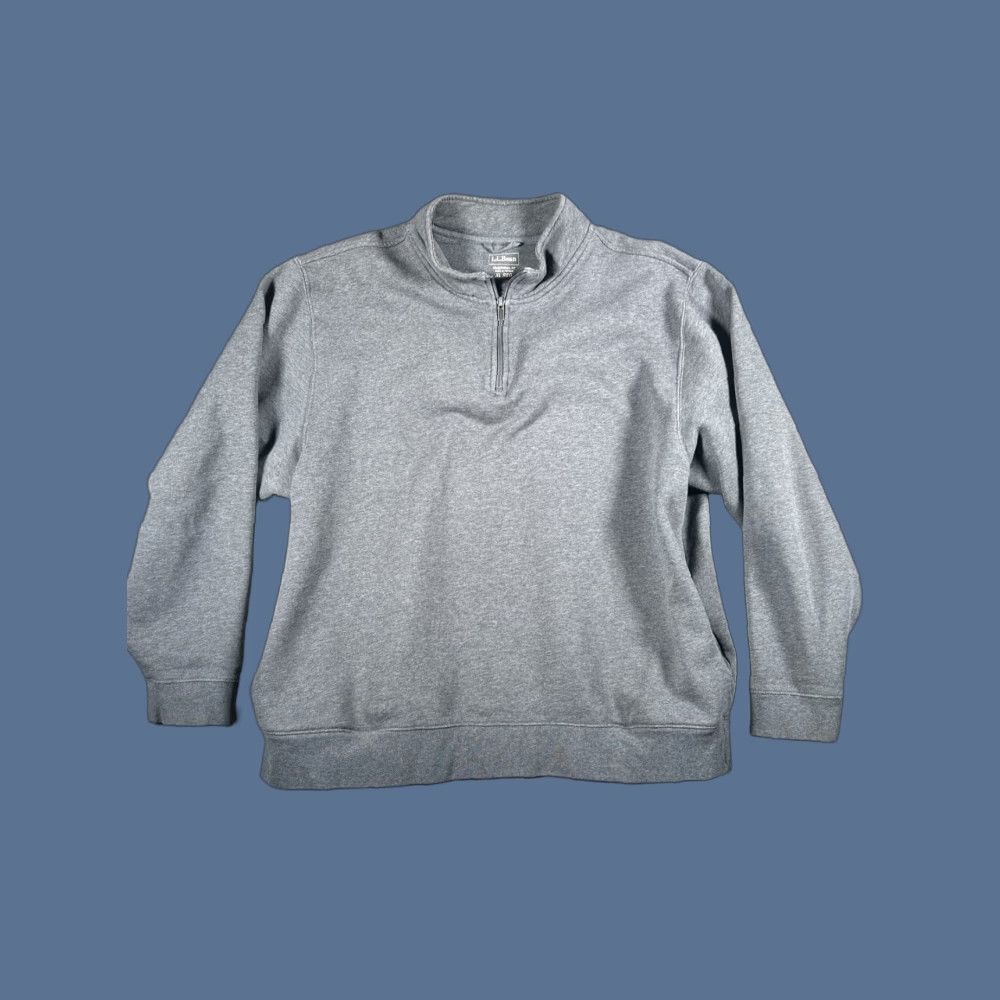 Vintage L.L. Bean Sweater Mens XL Grey Traditional Fit 1/4 Zip Pullover Knit Mock Neck Zipper Button Logo Long Sleeve Regular Size XL Adult Men Size US XL / EU 56 / 4 - 1 Thumbnail