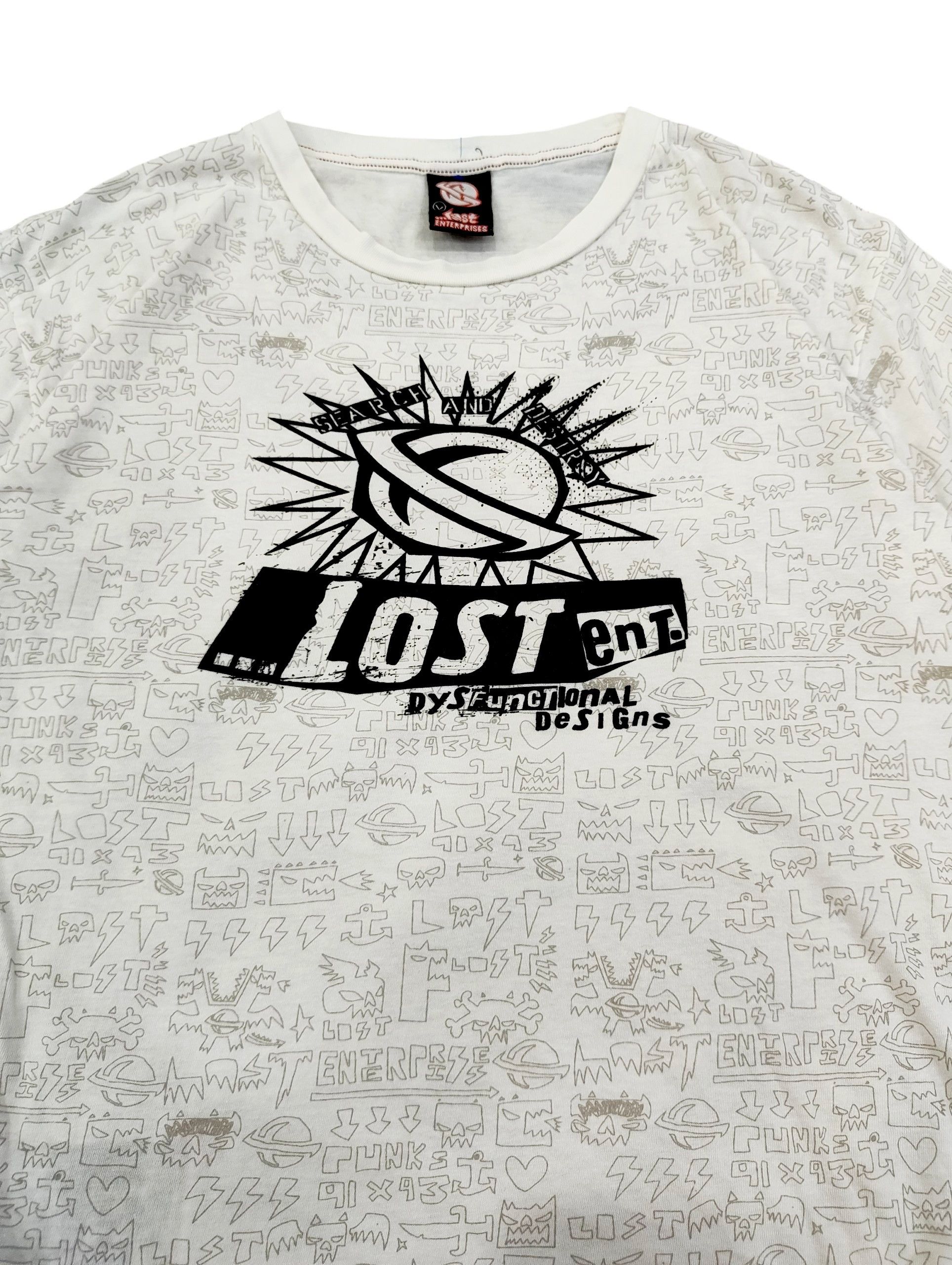 Vtg 90s Lost Ent "Dysfunctional Designs" Skate T-Shirt in White, Men's — image 4 of 6