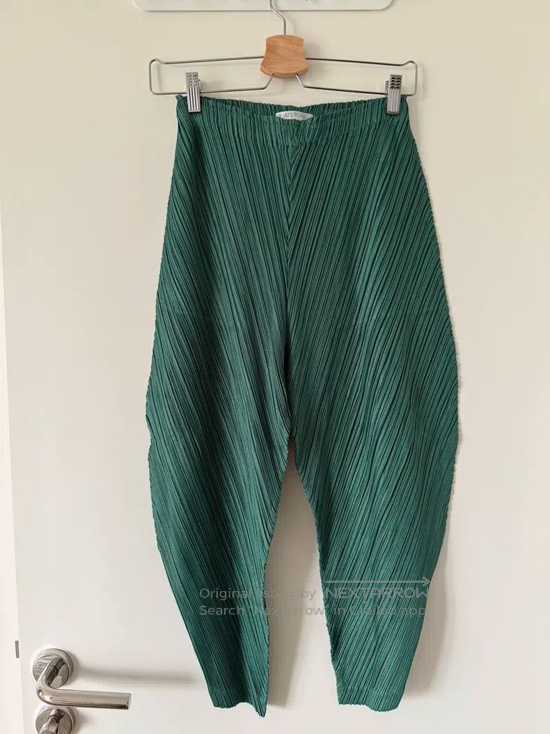 Issey Miyake Issey Miyake size:3 Green Pleated Pants Size 31" - 2 Thumbnail