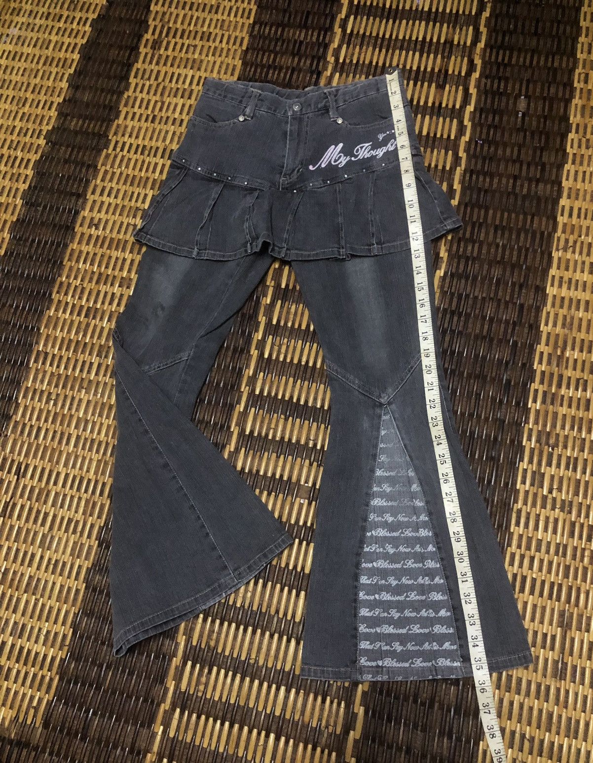 Hysteric Glamour × If Six Was Nine Vintage Denim Skirt Pant Flared Punk Style Size 27" / US 4 / IT 40 - 15 Thumbnail