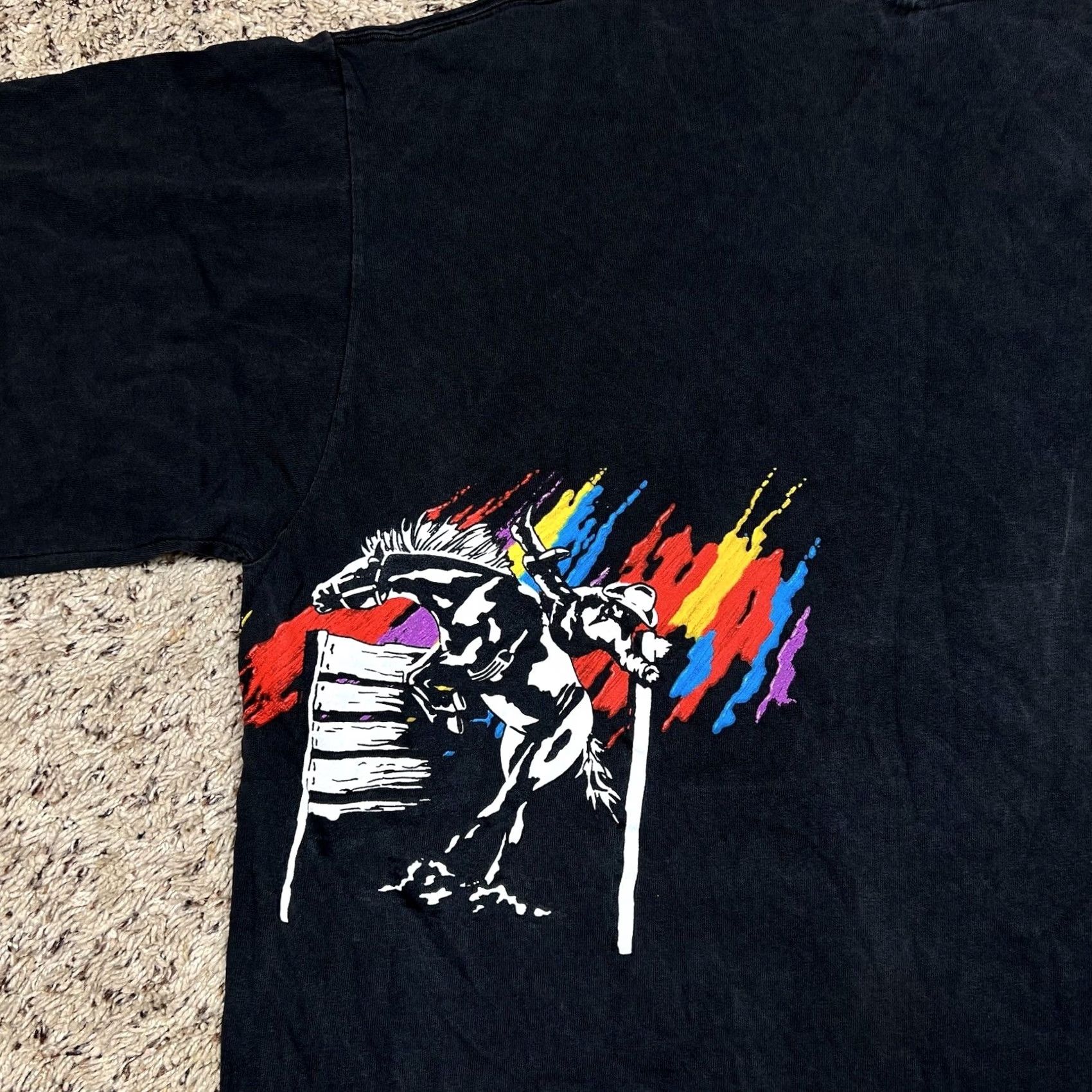 Vintage VINTAGE Cowboys Puff Print T-Shirt 1993 Single Stitch Graphic Large Black Unisex Adults Mens Womens Size US L / EU 52-54 / 3 - 7 Thumbnail