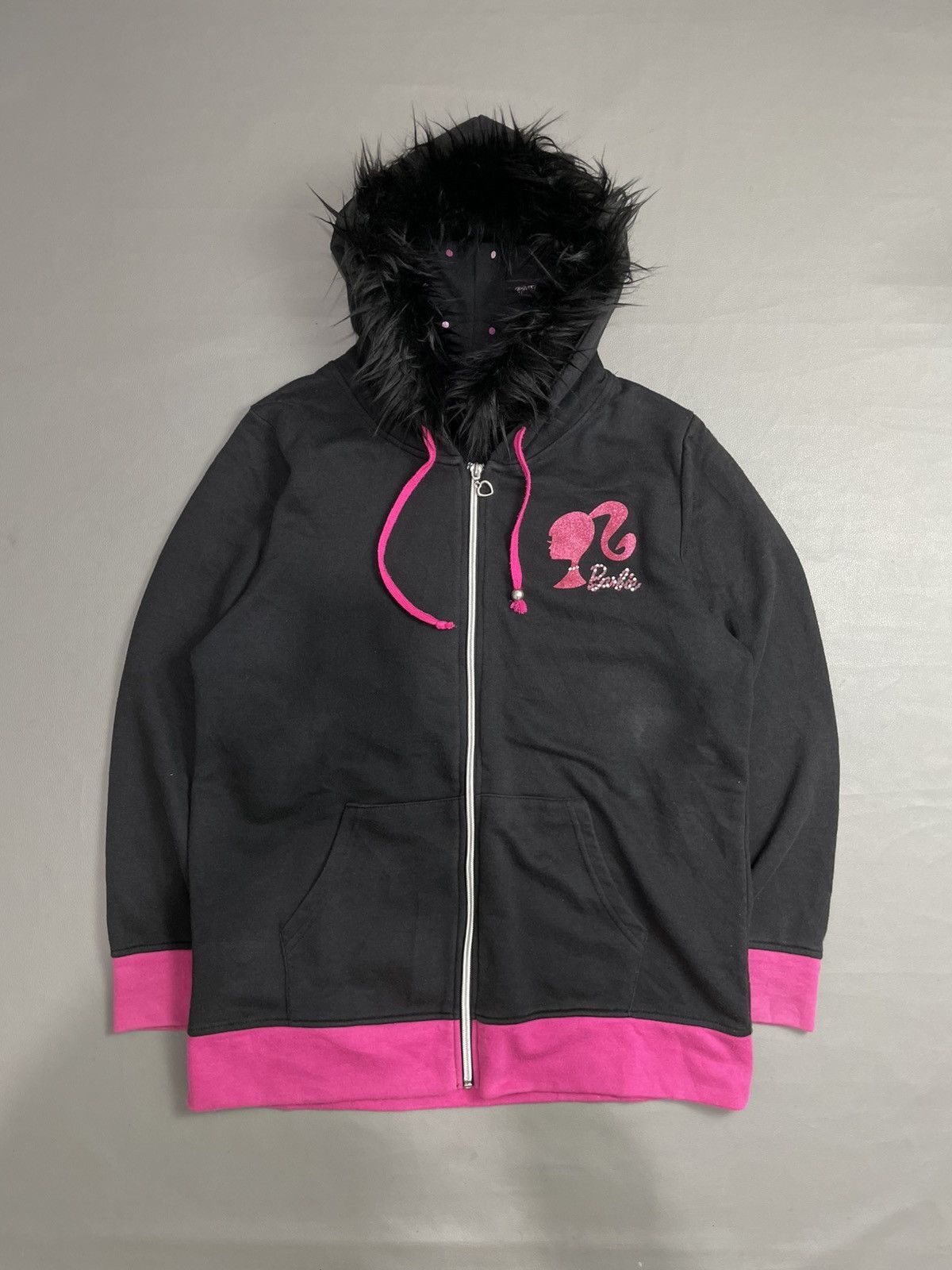 Beauty Beast Gothic Barbie Zip Black Fur Hoodie Size L / US 10 / IT 46 - 1 Thumbnail