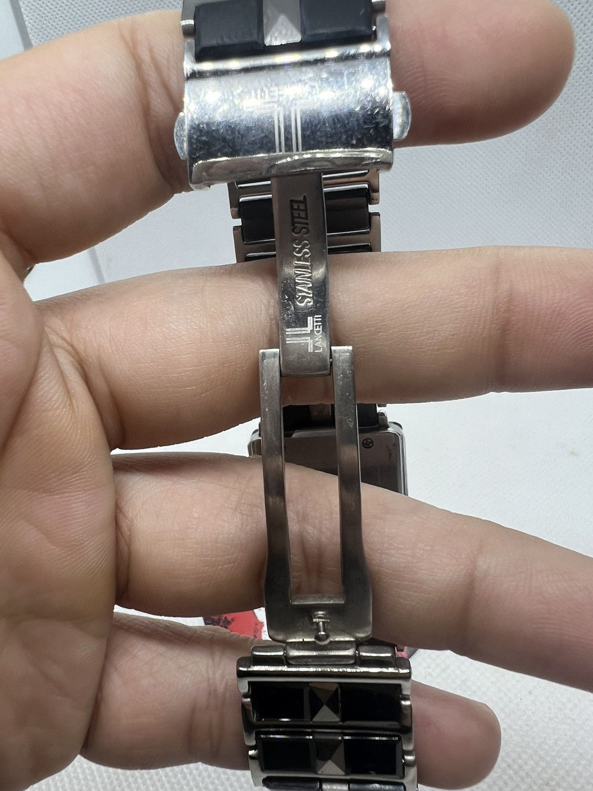 Vintage LANCETTI Tungsten Diamond Rectangular Black Men's Watch Size ONE SIZE - 10 Thumbnail