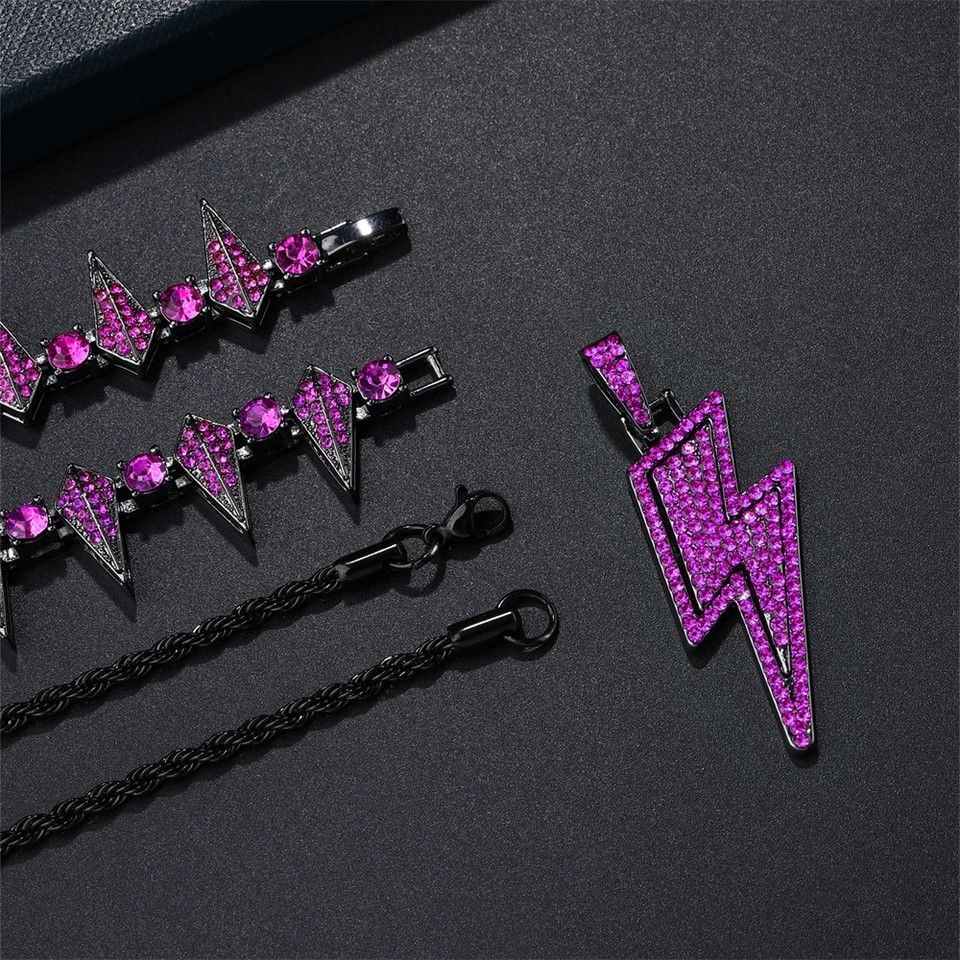 Jewelry Purple Thunder Struck Double Piece Necklace Size ONE SIZE - 3 Thumbnail