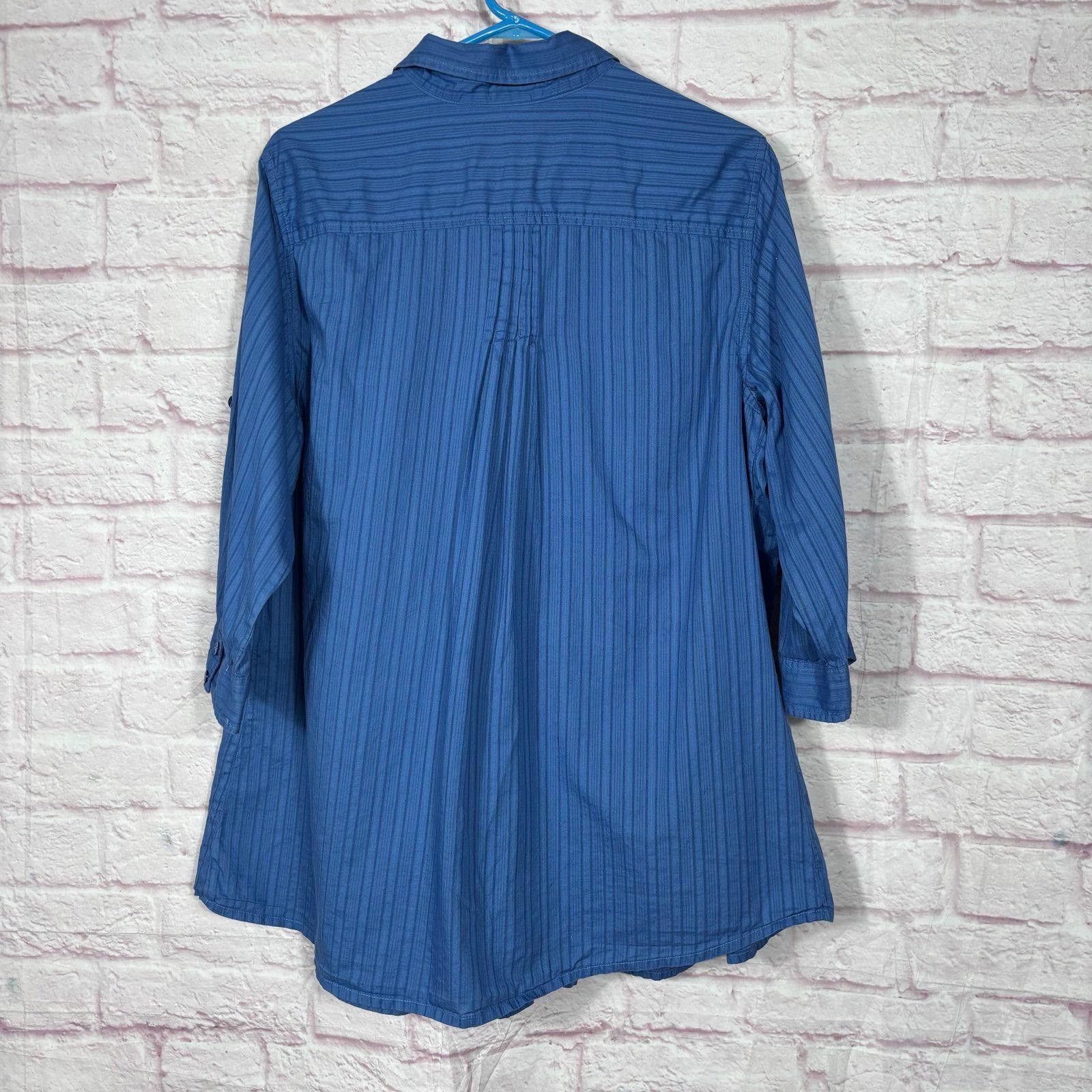 Other Just My Size 2X Blue Striped Blouse Size XXL / US 16-18 / IT 52-54 - 6 Thumbnail